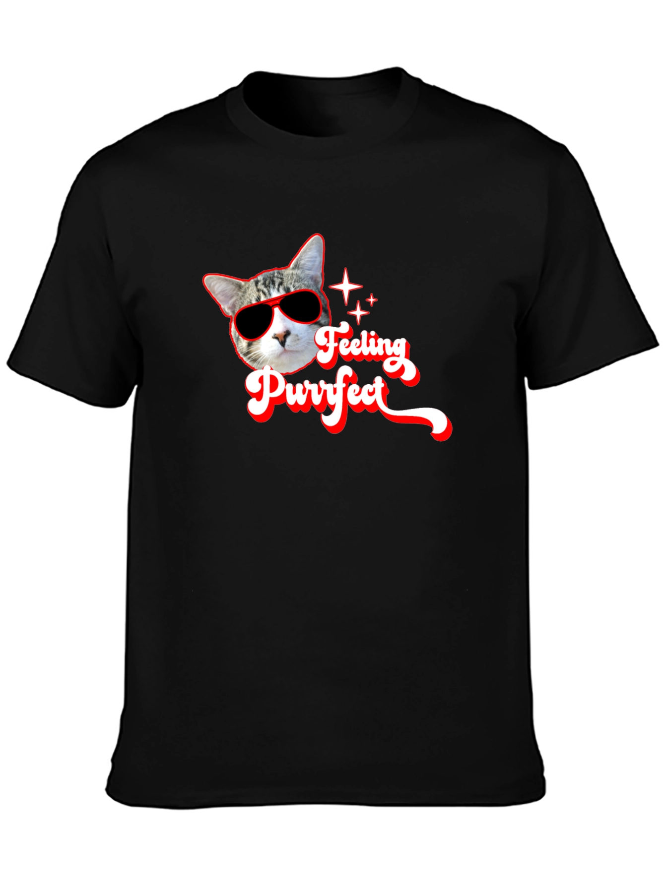 Feeling Purrfect Black T-Shirt