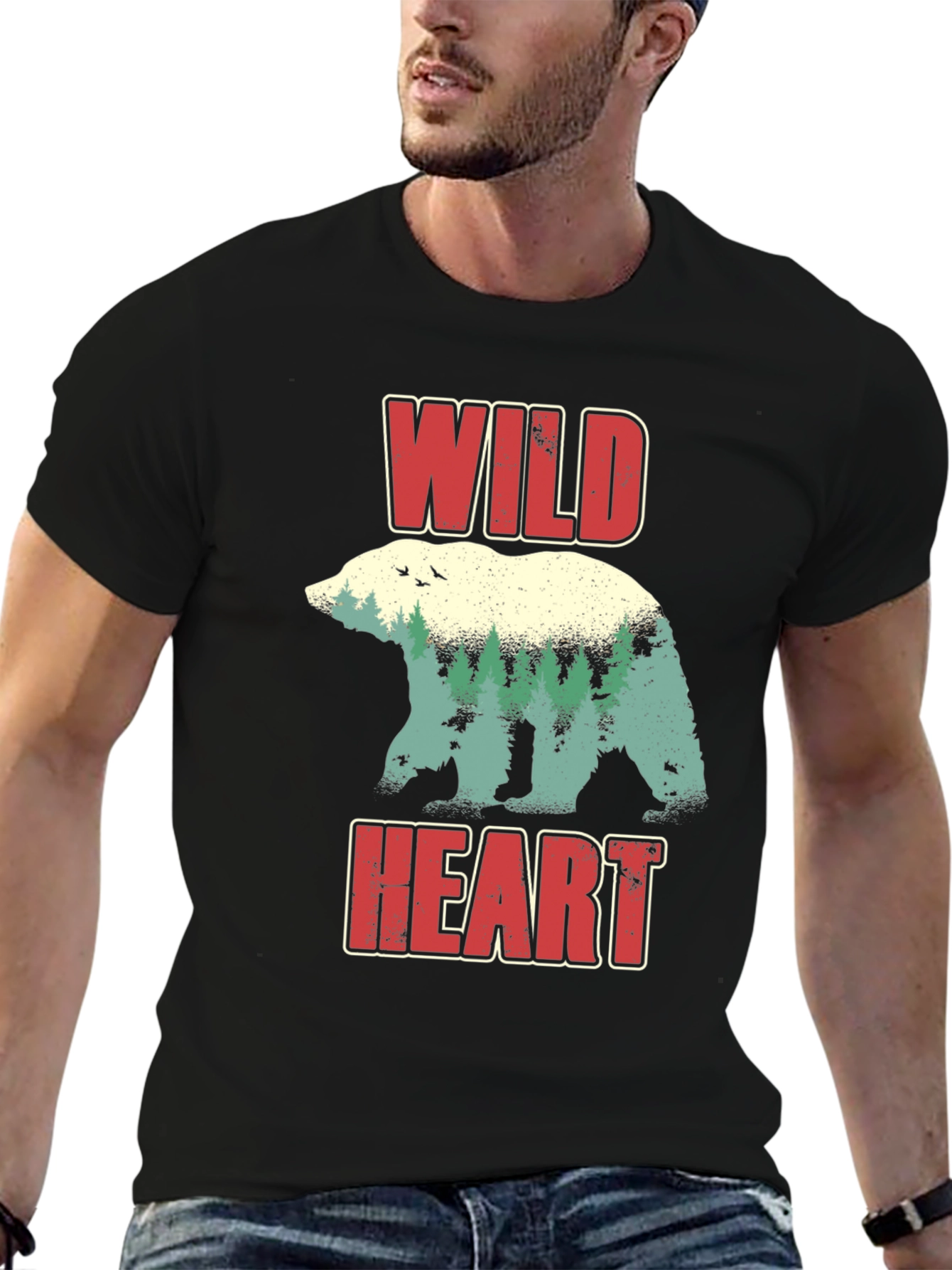 Wild Heart Bear Nature Graphic T-Shirt