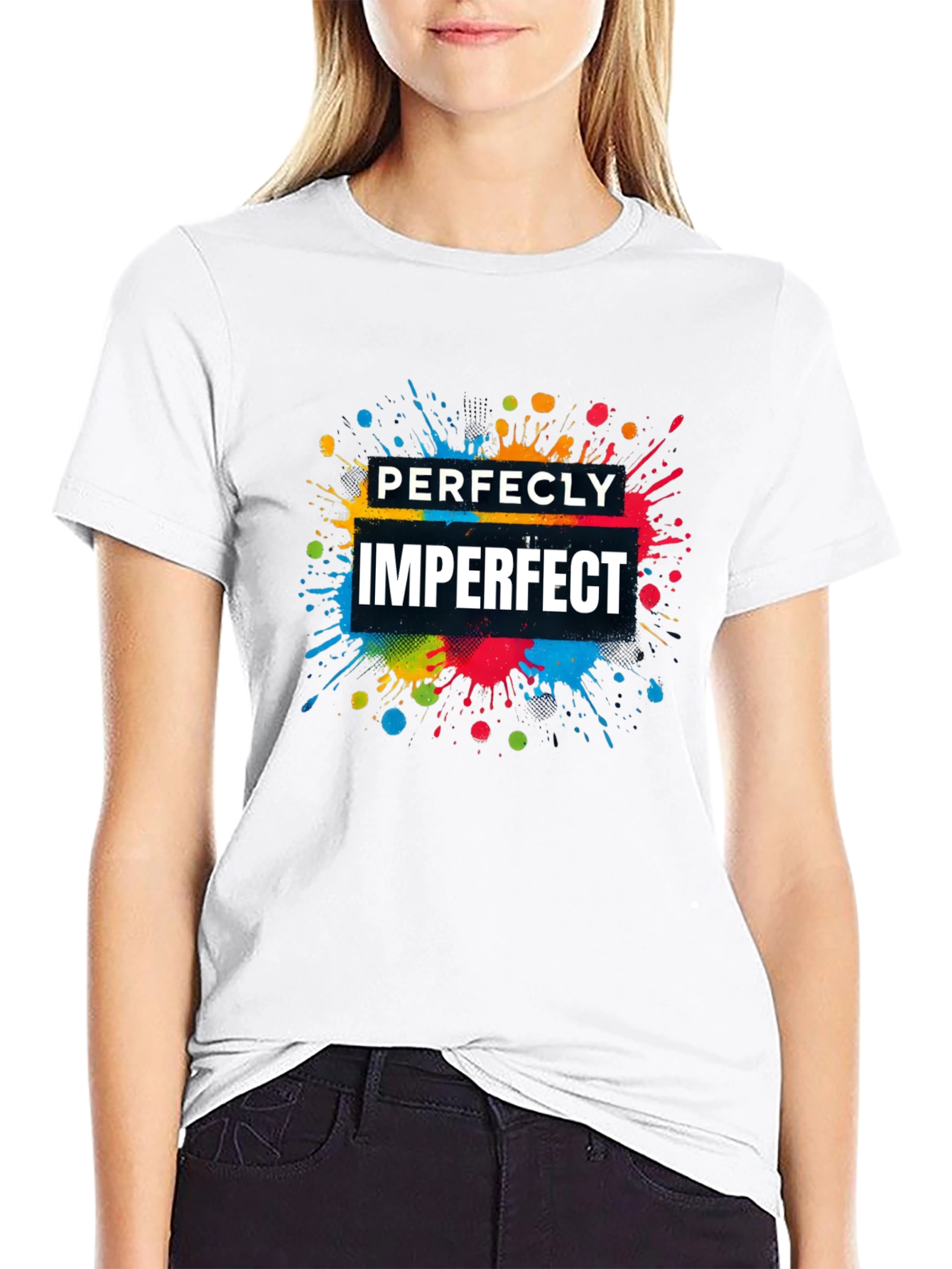Perfectly Imperfect Graphic T-Shirt - Stylish Black Tee