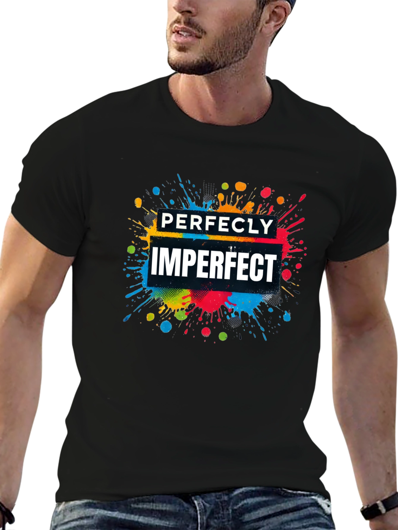 Perfectly Imperfect Graphic T-Shirt - Stylish Black Tee