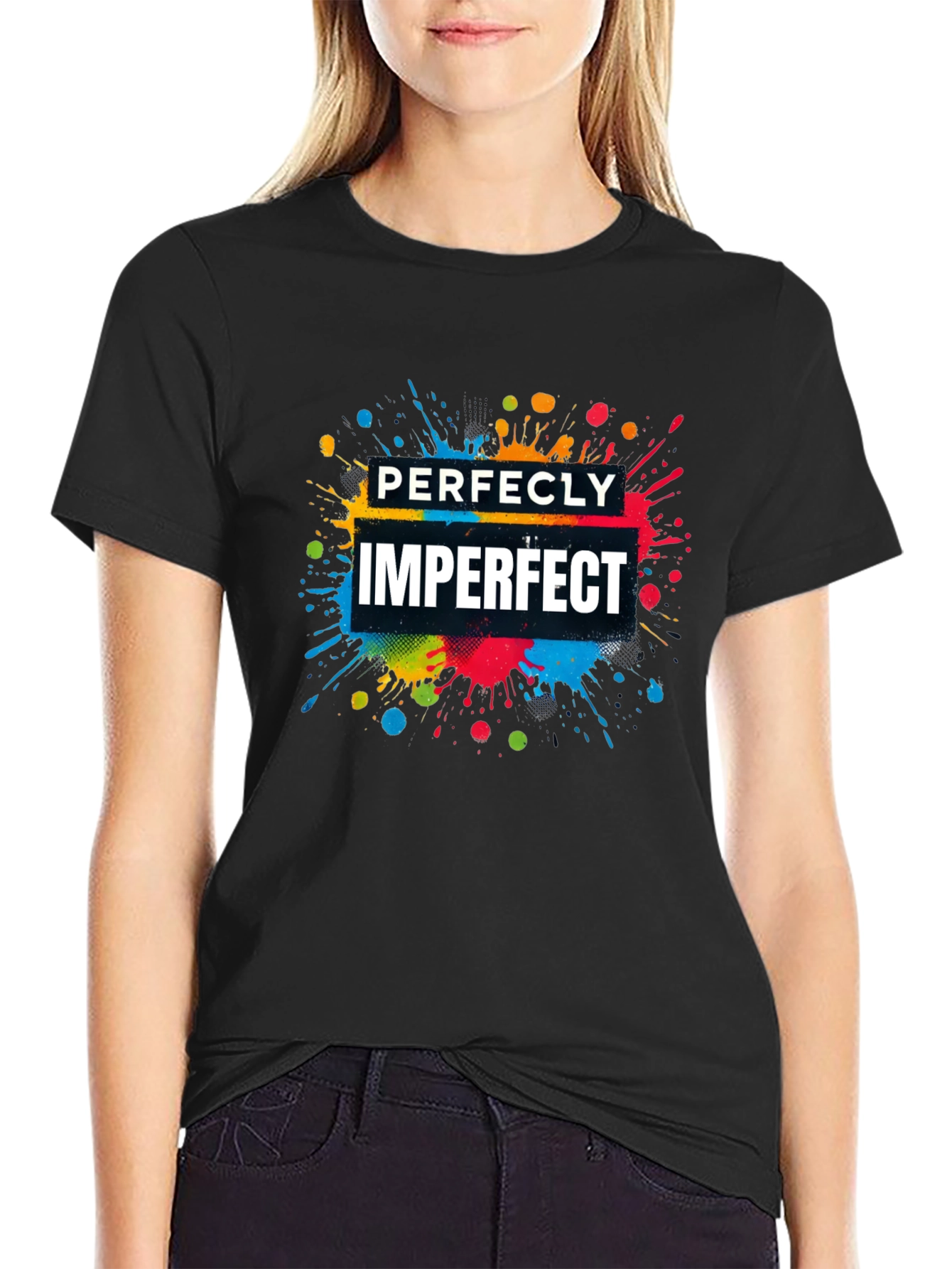Perfectly Imperfect Graphic T-Shirt - Stylish Black Tee