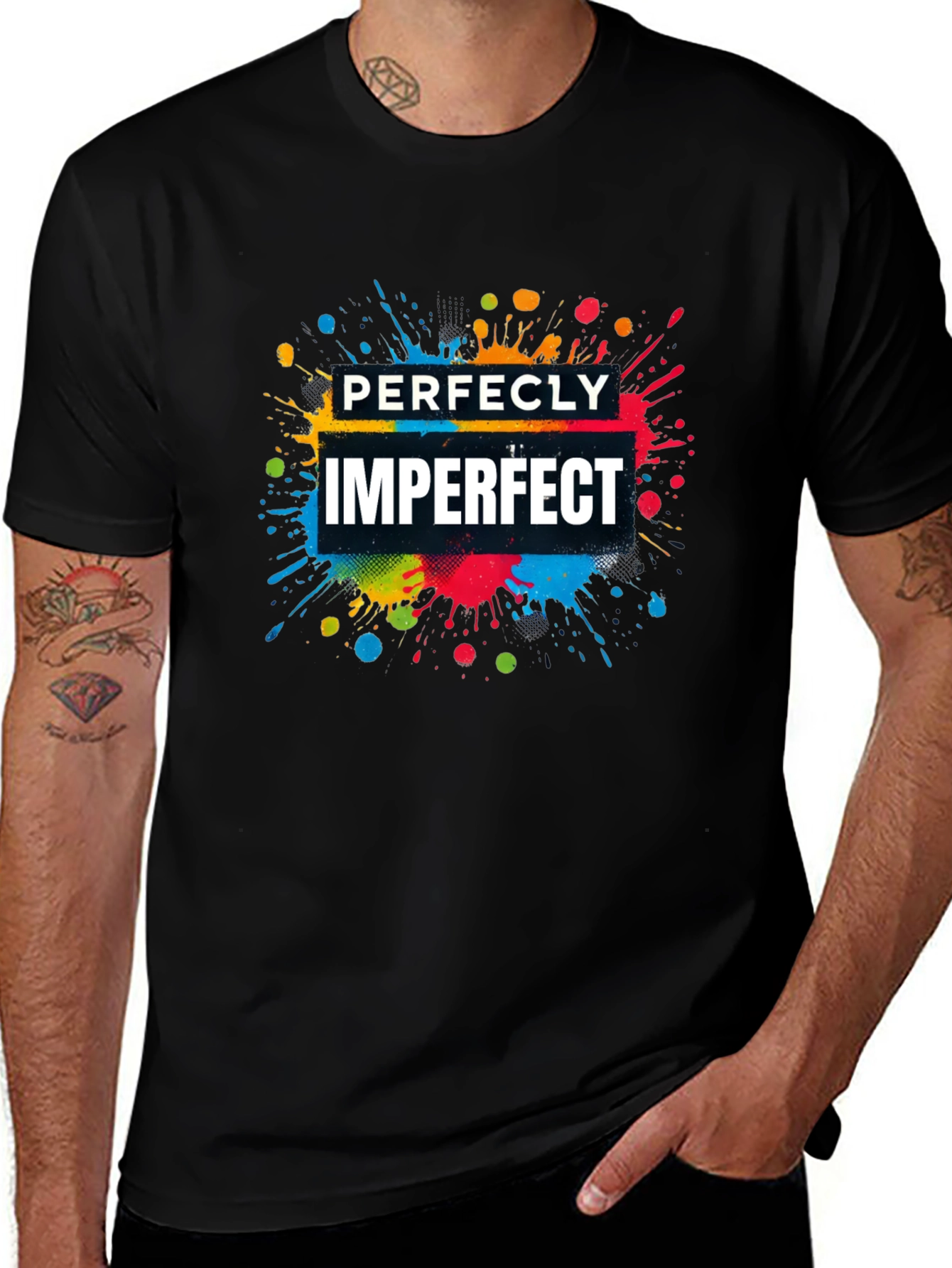 Perfectly Imperfect Graphic T-Shirt - Stylish Black Tee