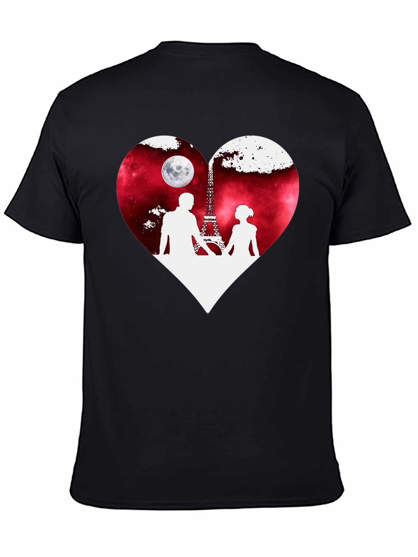 Romantic Paris Eiffel Tower Heart Graphic T-Shirt
