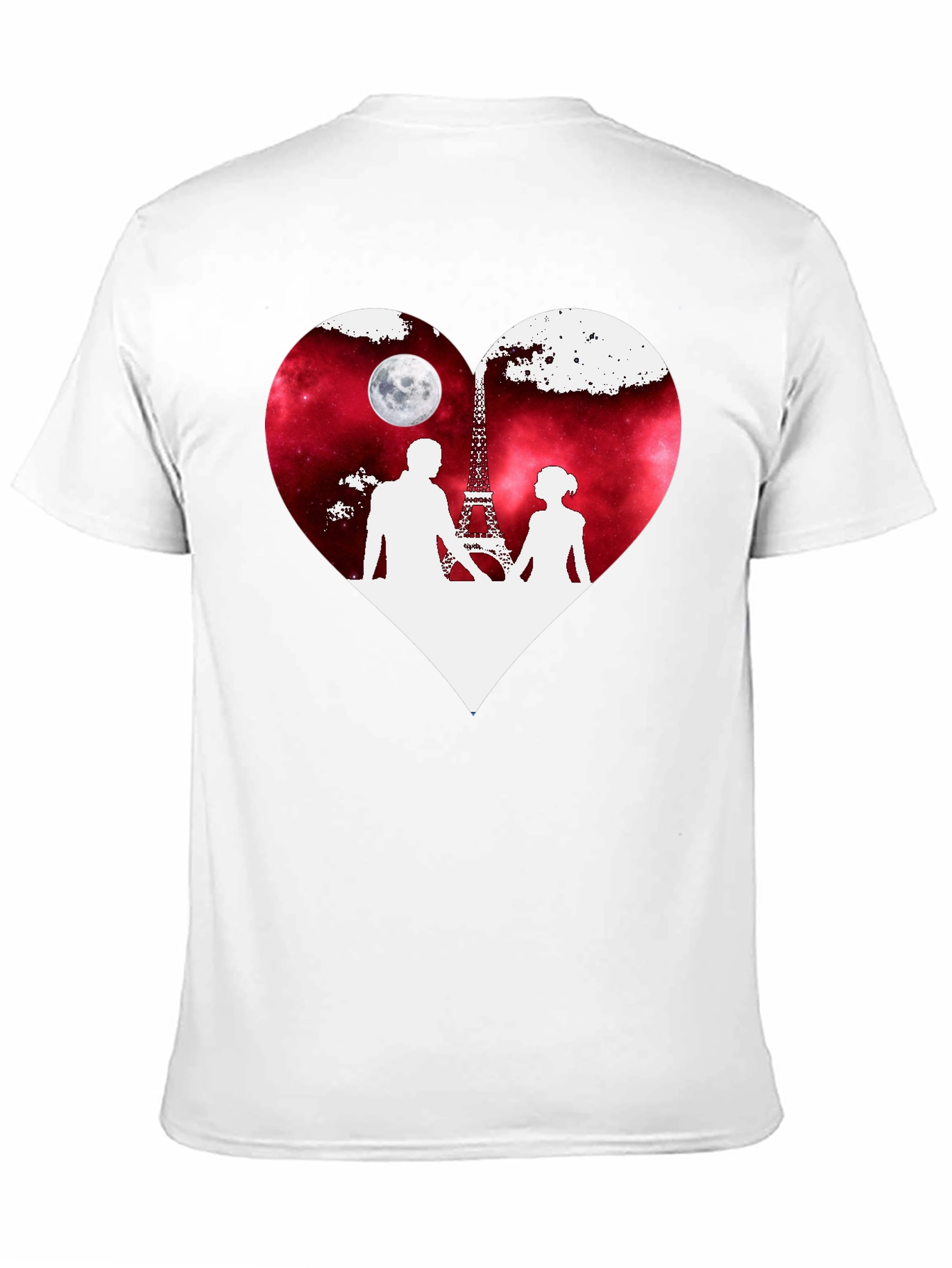 Romantic Paris Eiffel Tower Heart Graphic T-Shirt