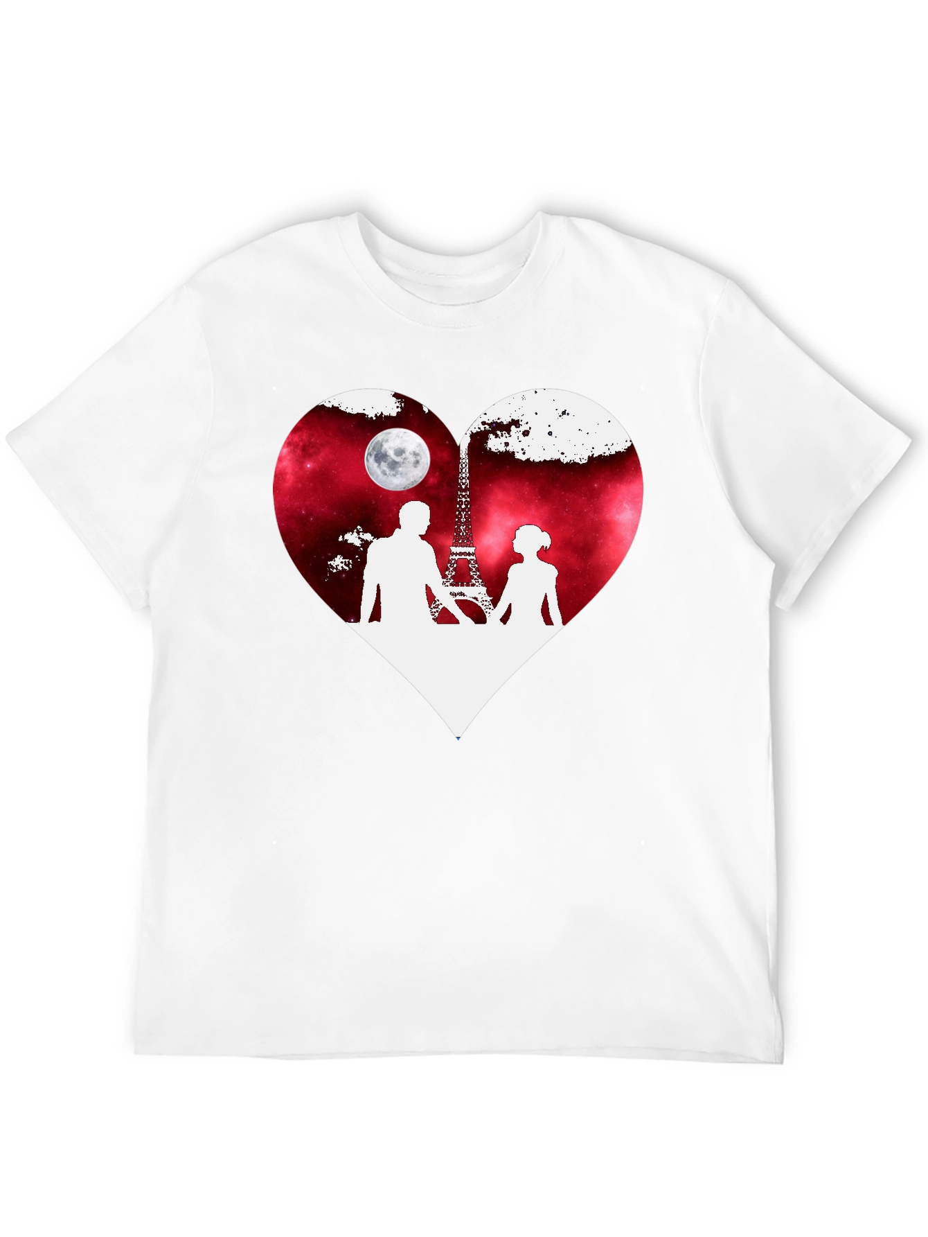 Romantic Paris Eiffel Tower Heart Graphic T-Shirt