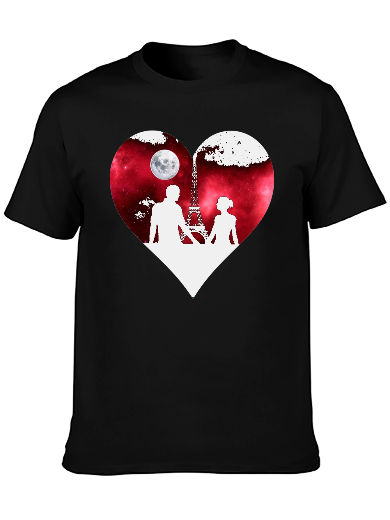 Romantic Paris Eiffel Tower Heart Graphic T-Shirt
