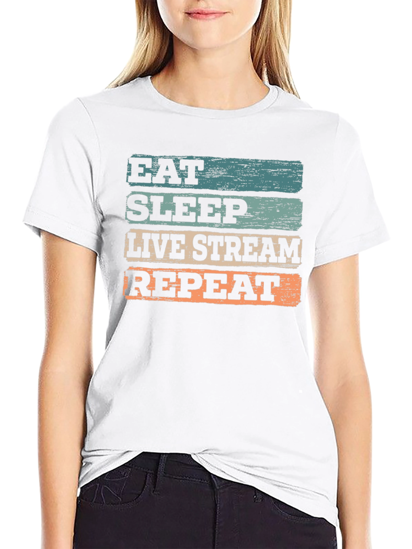 Eat Sleep Live Stream Repeat Graphic T-Shirt
