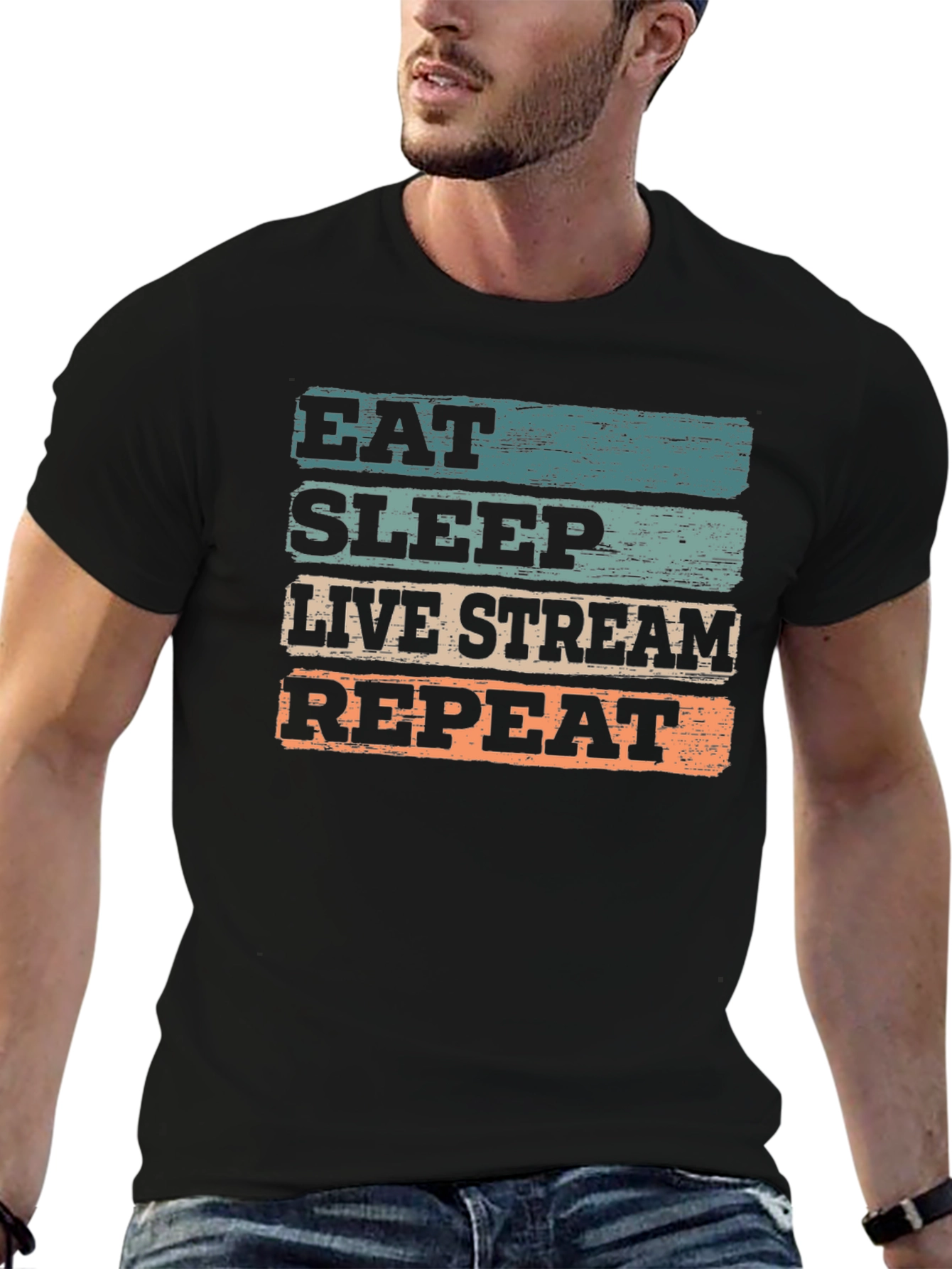 Eat Sleep Live Stream Repeat Graphic T-Shirt