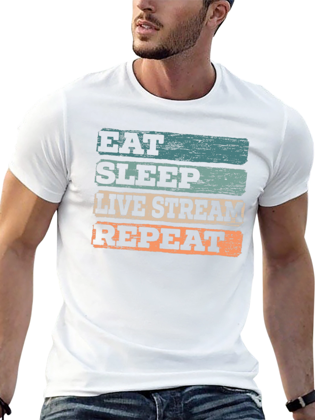 Eat Sleep Live Stream Repeat Graphic T-Shirt
