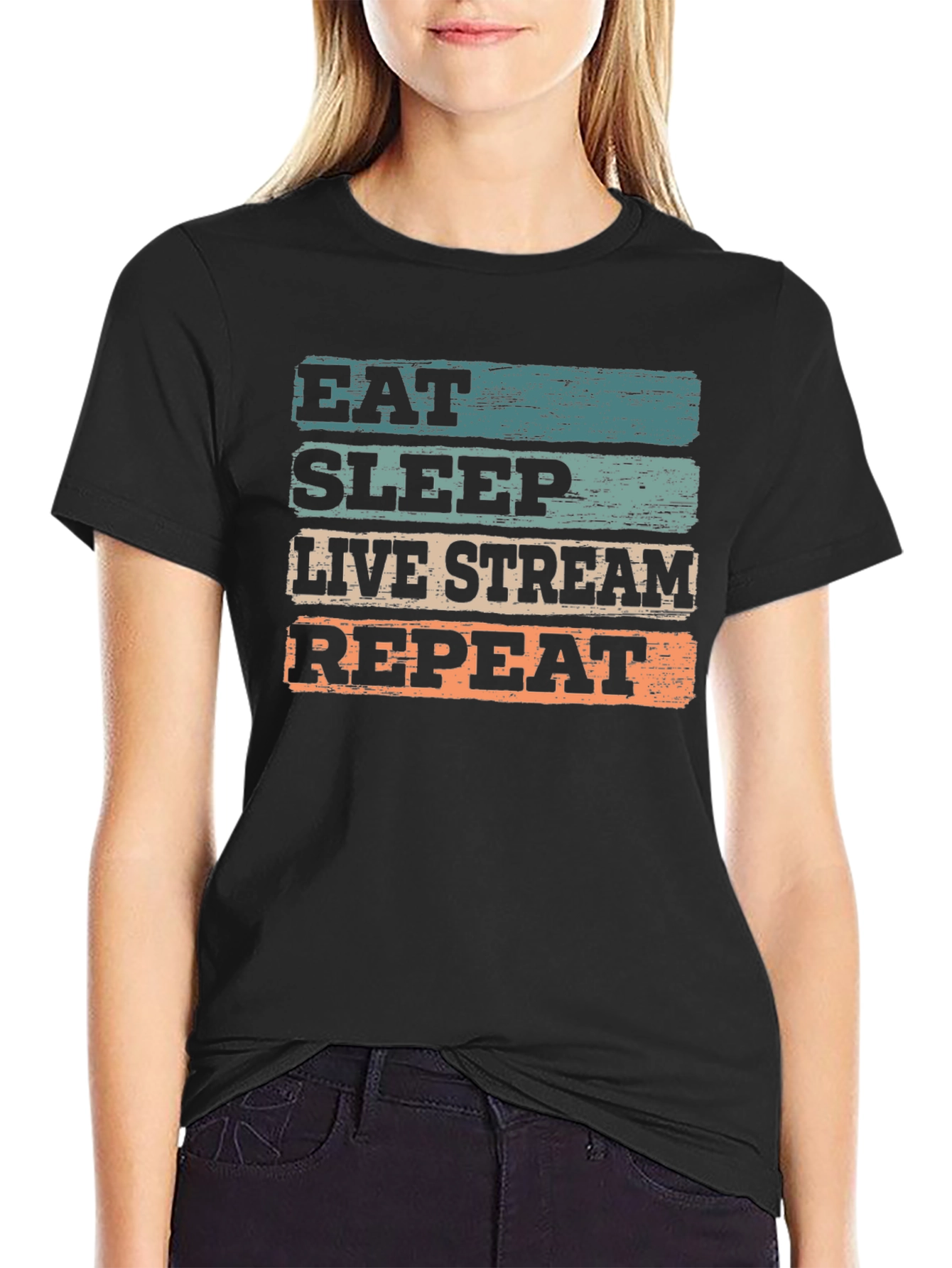 Eat Sleep Live Stream Repeat Graphic T-Shirt