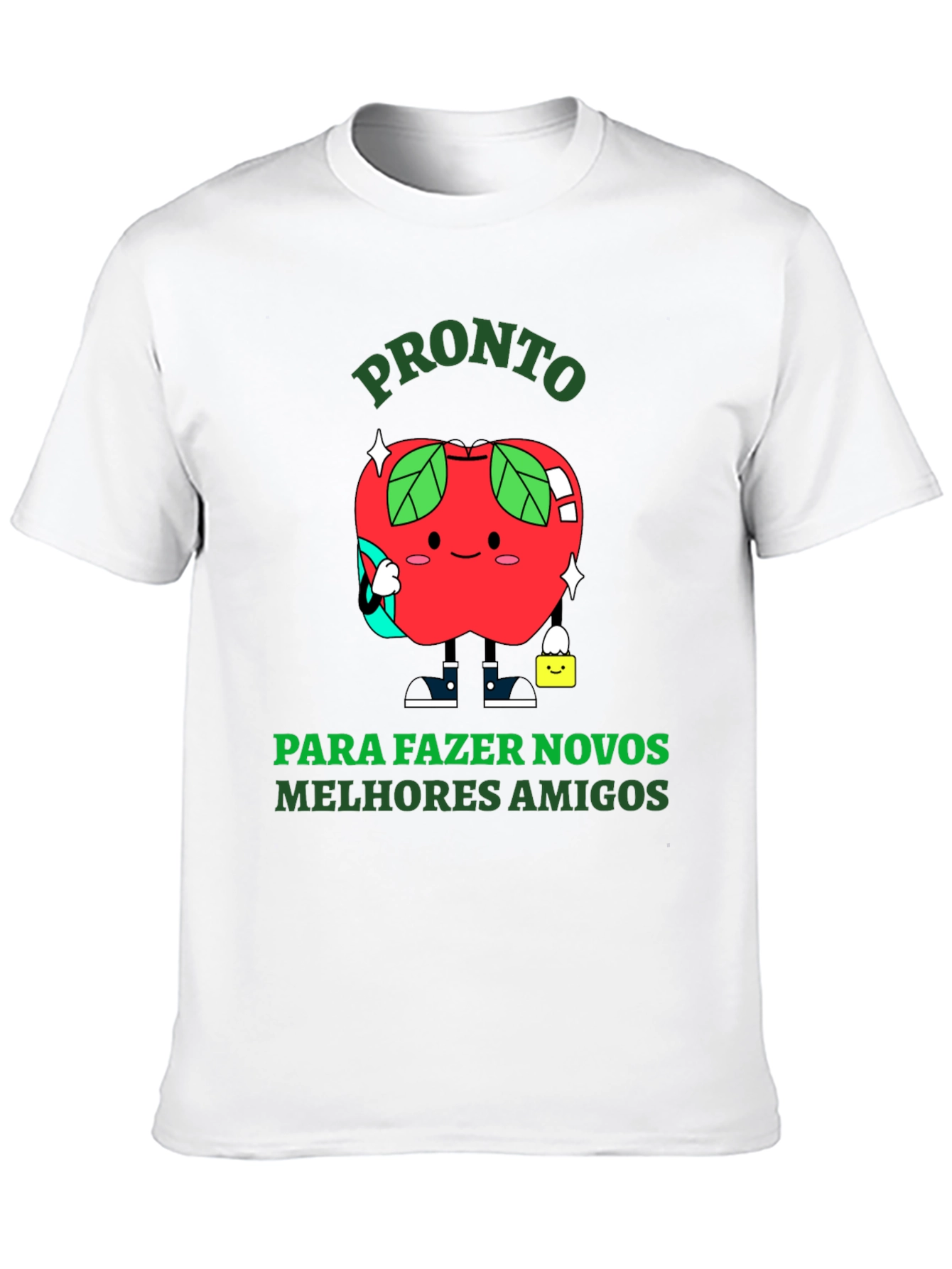 Funny Apple Cartoon T-Shirt - Ready to Make Friends