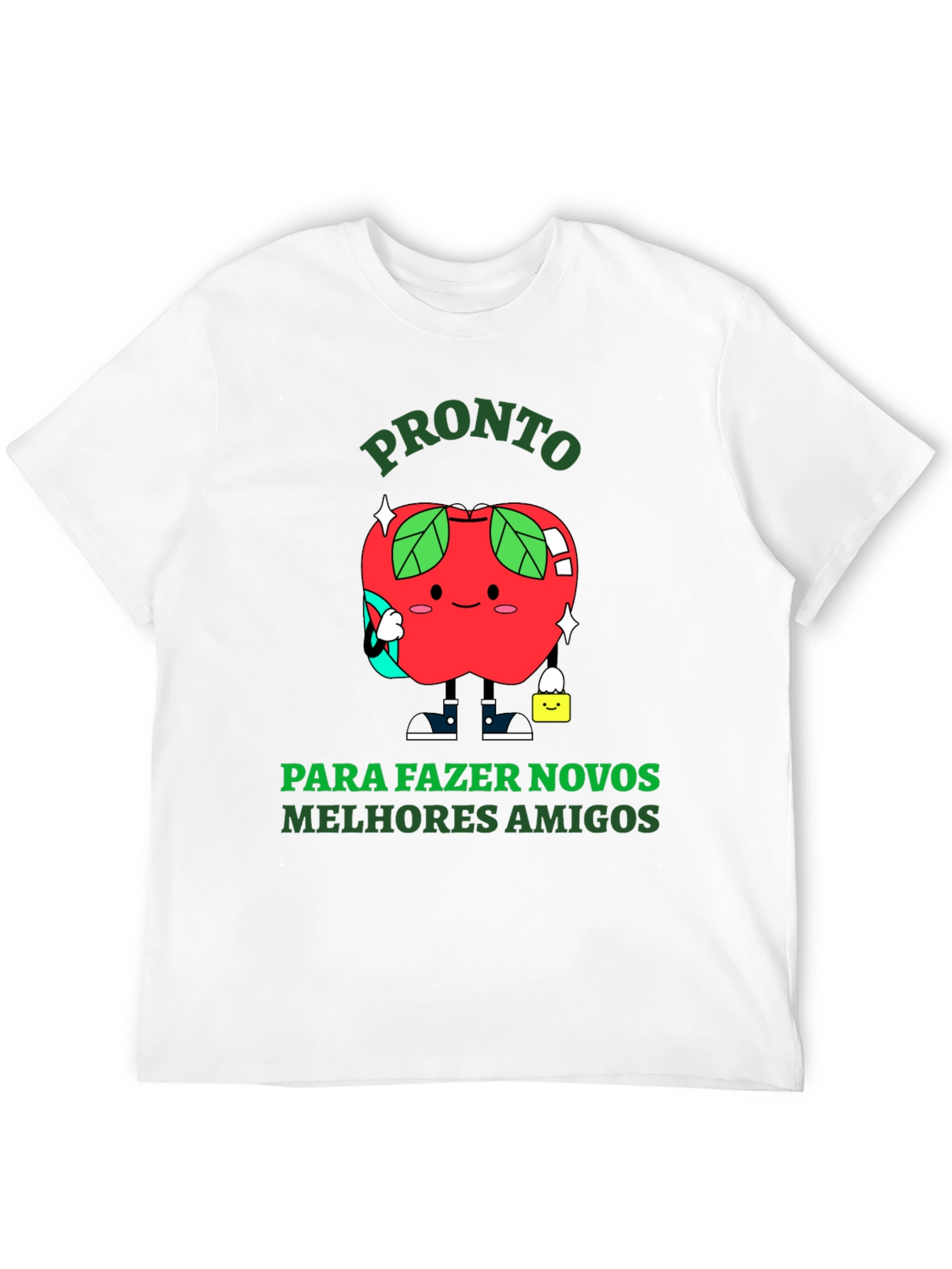 Funny Apple Cartoon T-Shirt - Ready to Make Friends