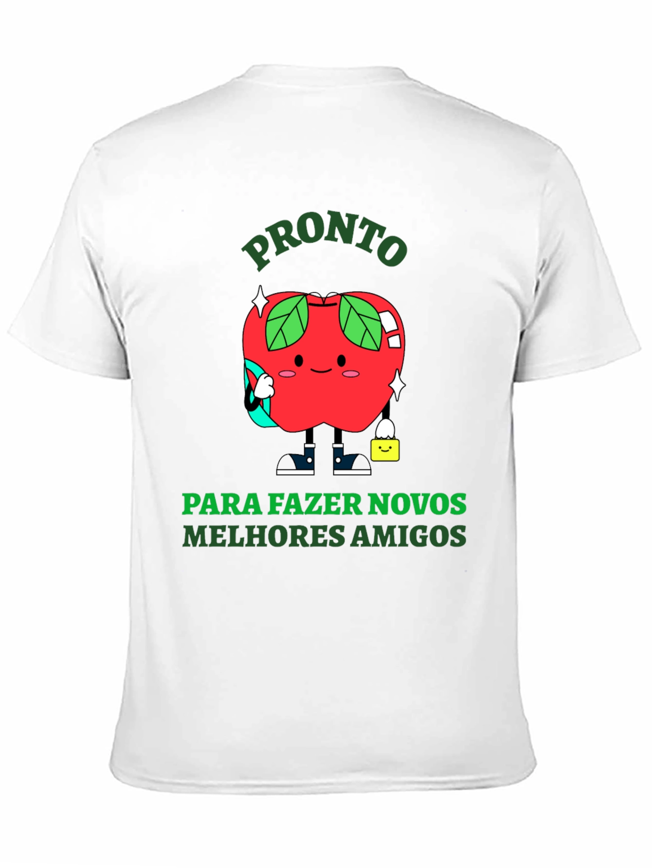 Funny Apple Cartoon T-Shirt - Ready to Make Friends