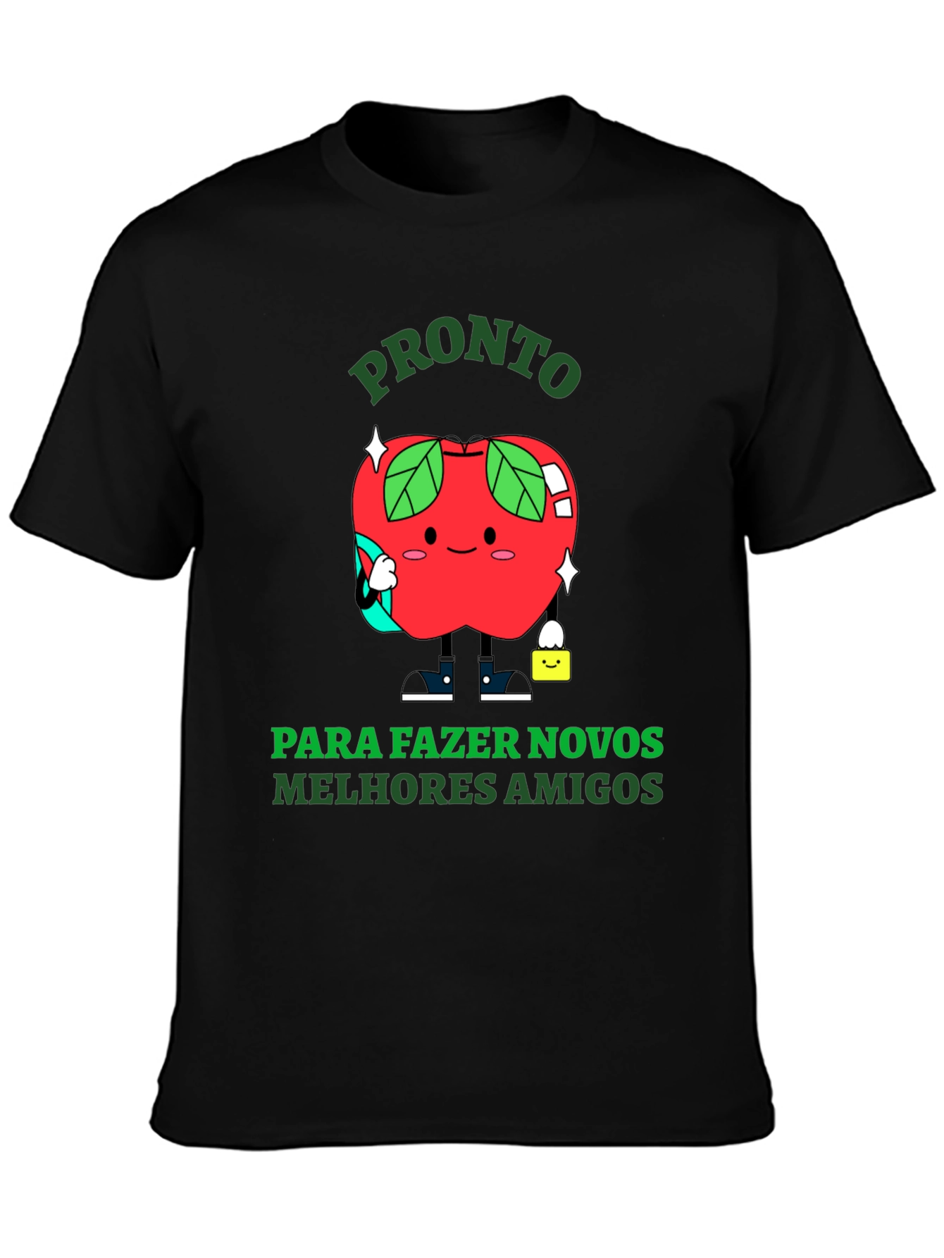 Funny Apple Cartoon T-Shirt - Ready to Make Friends