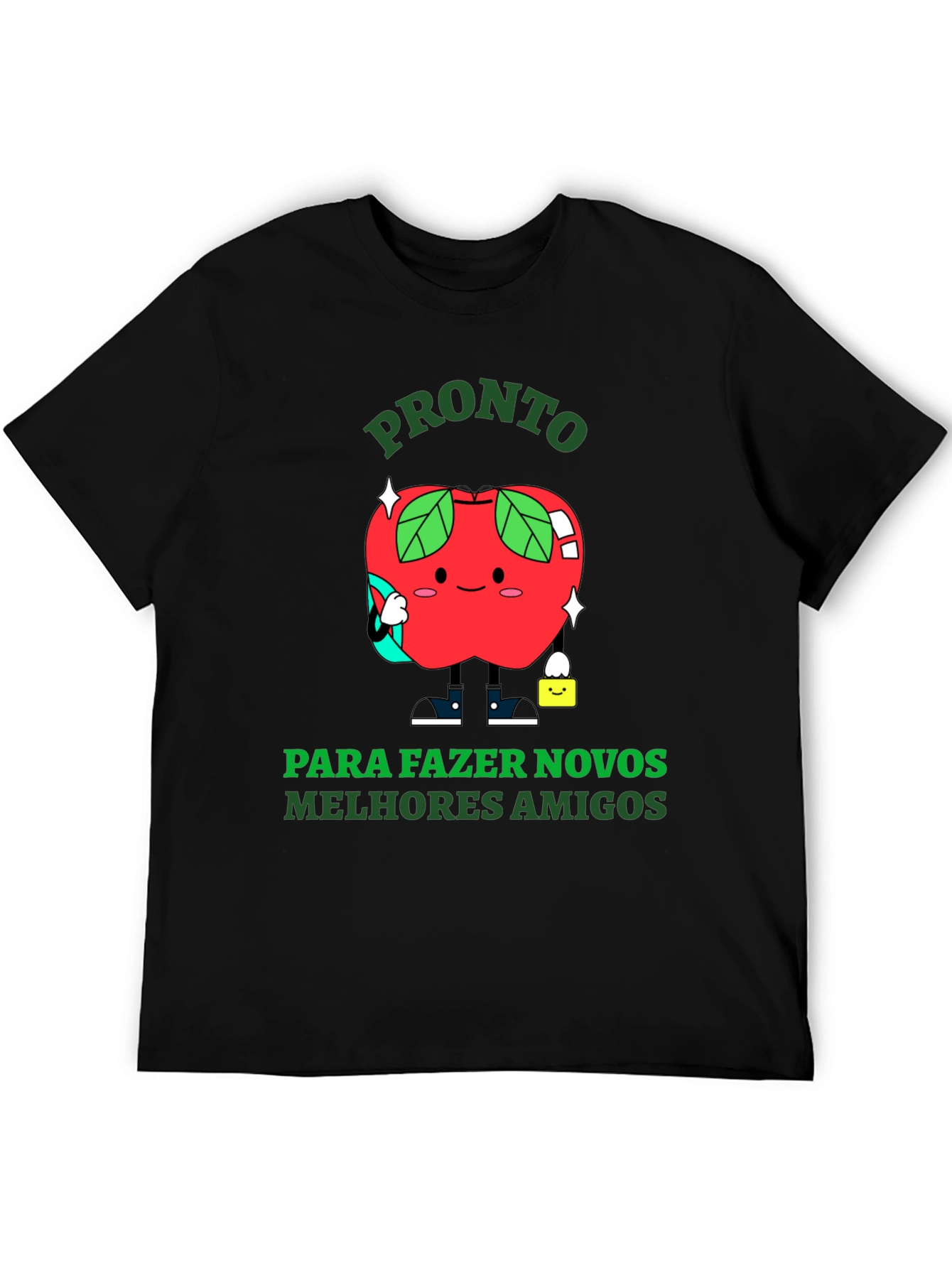 Funny Apple Cartoon T-Shirt - Ready to Make Friends
