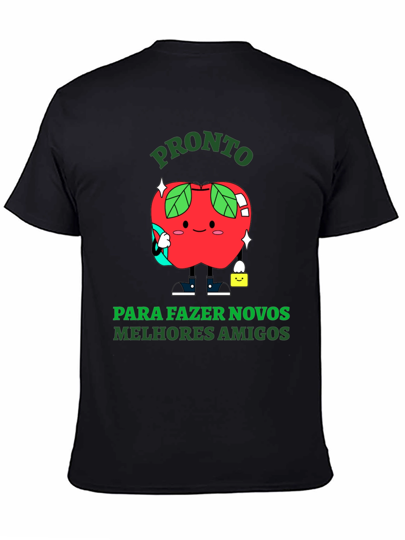 Funny Apple Cartoon T-Shirt - Ready to Make Friends