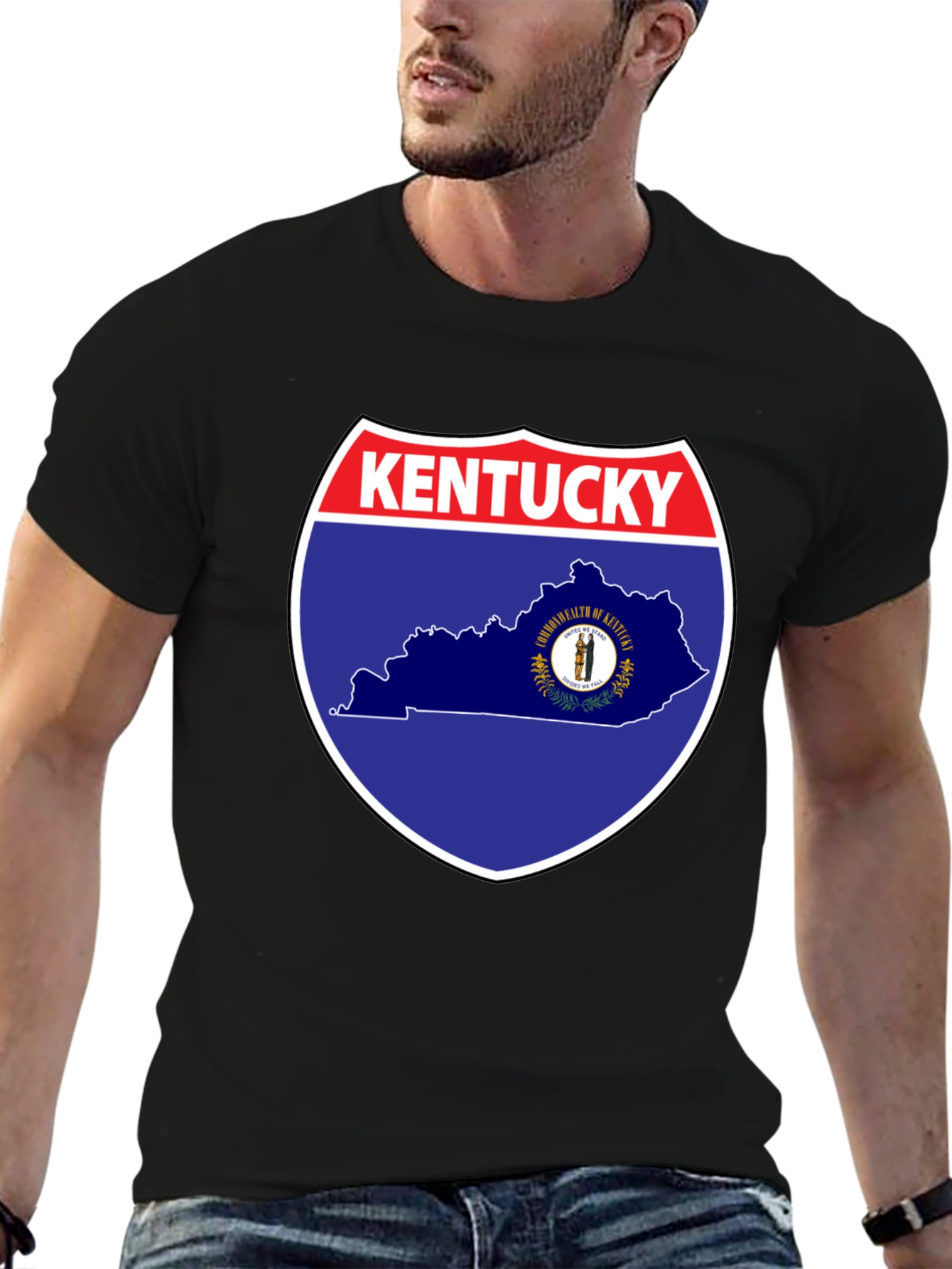 Kentucky State Map Graphic Tee - Black