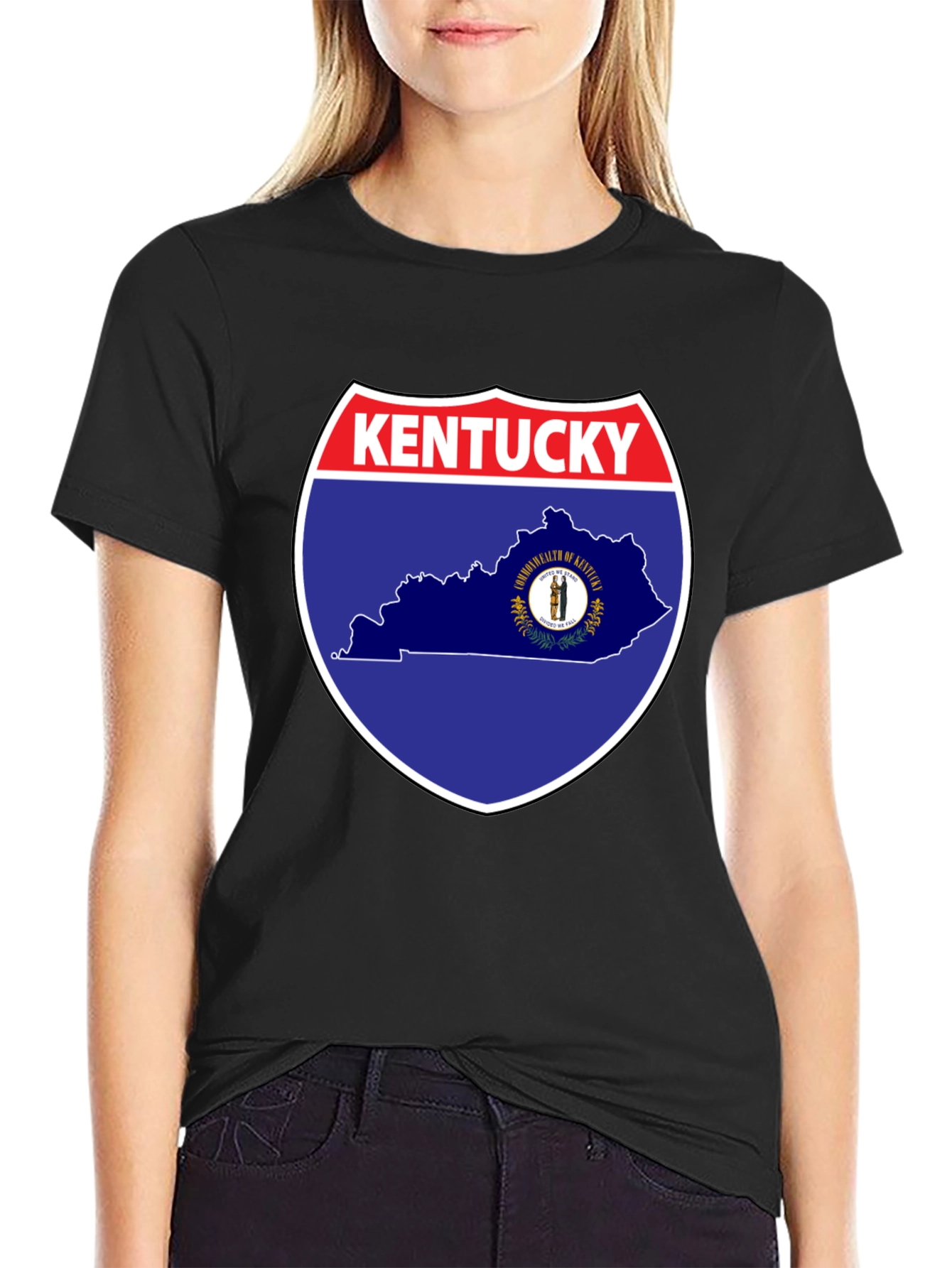 Kentucky State Map Graphic Tee - Black