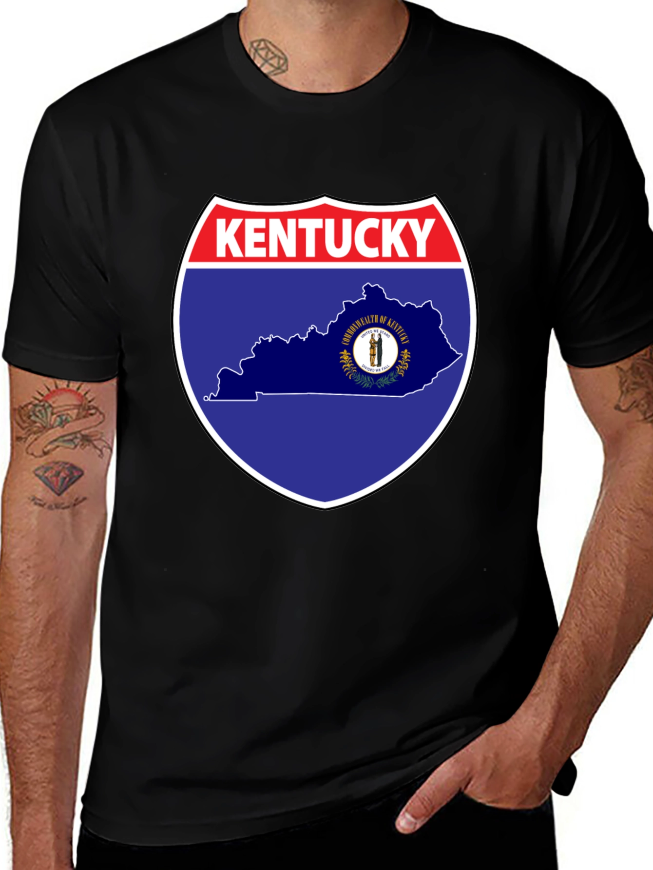 Kentucky State Map Graphic Tee - Black