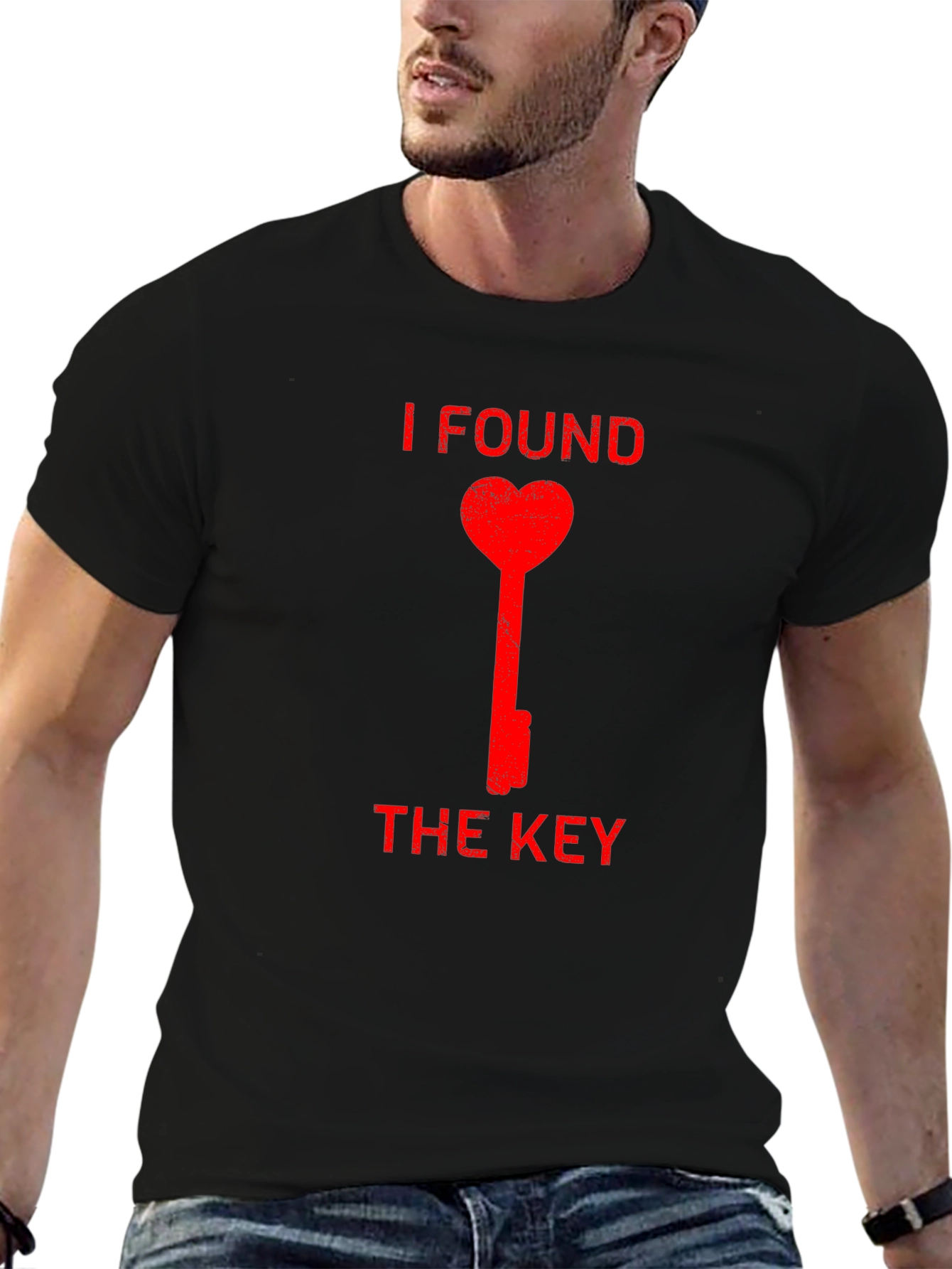 I Found the Key Heart Graphic Black T-Shirt