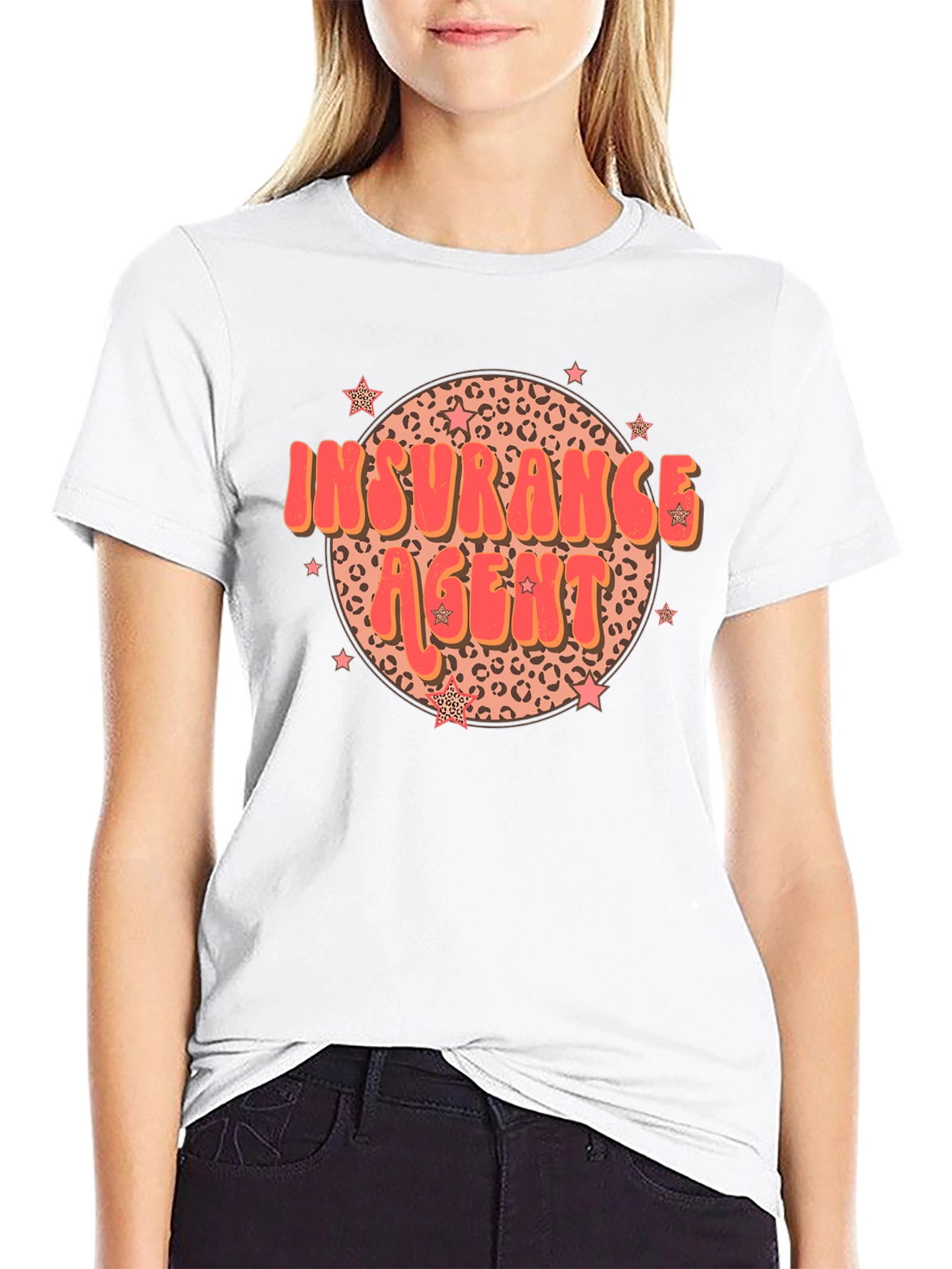 Insurance Agent T-Shirt Retro Leopard Print Star Design