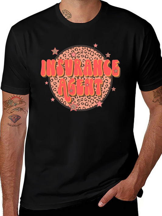 Insurance Agent T-Shirt Retro Leopard Print Star Design