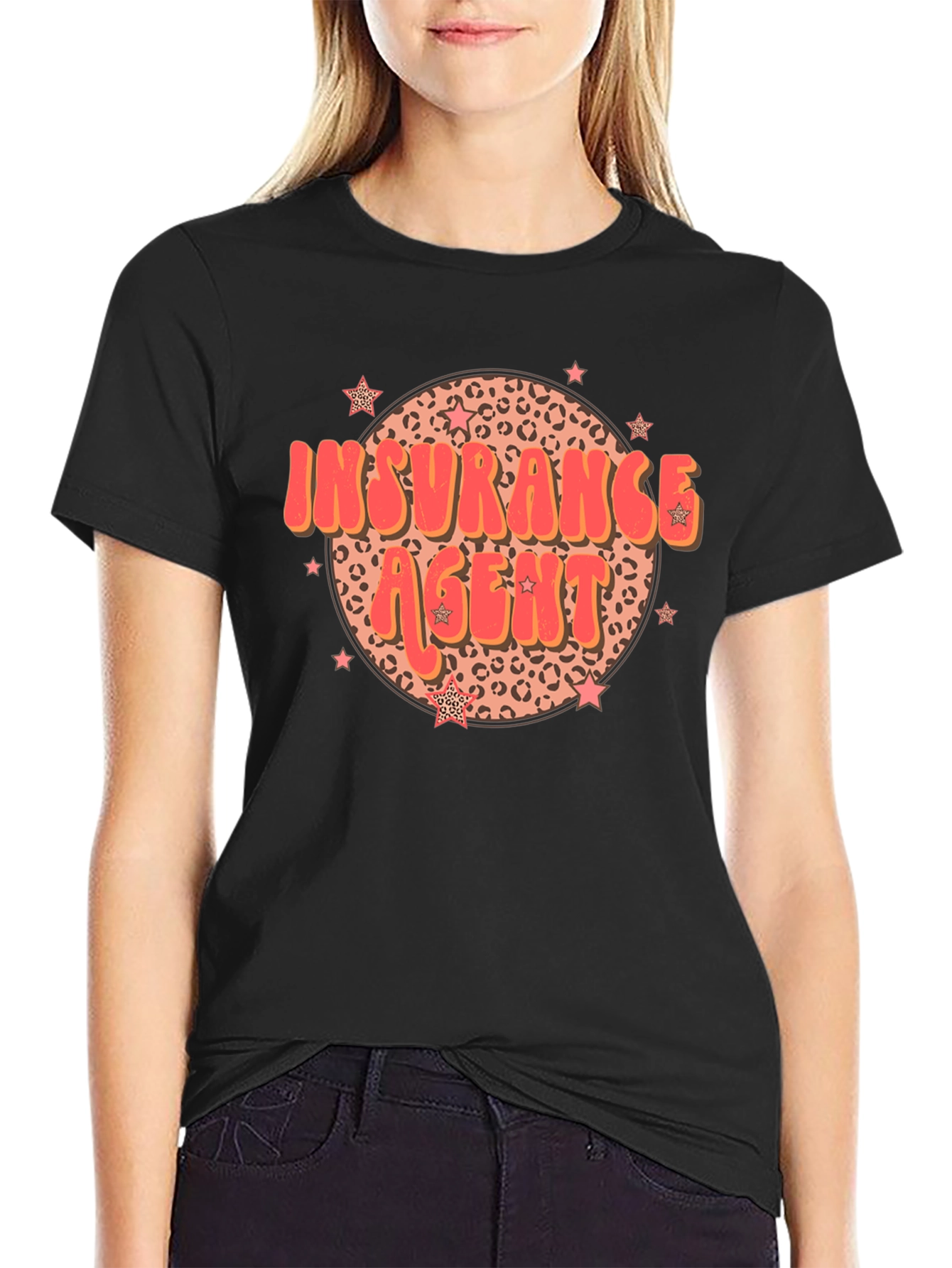 Insurance Agent T-Shirt Retro Leopard Print Star Design