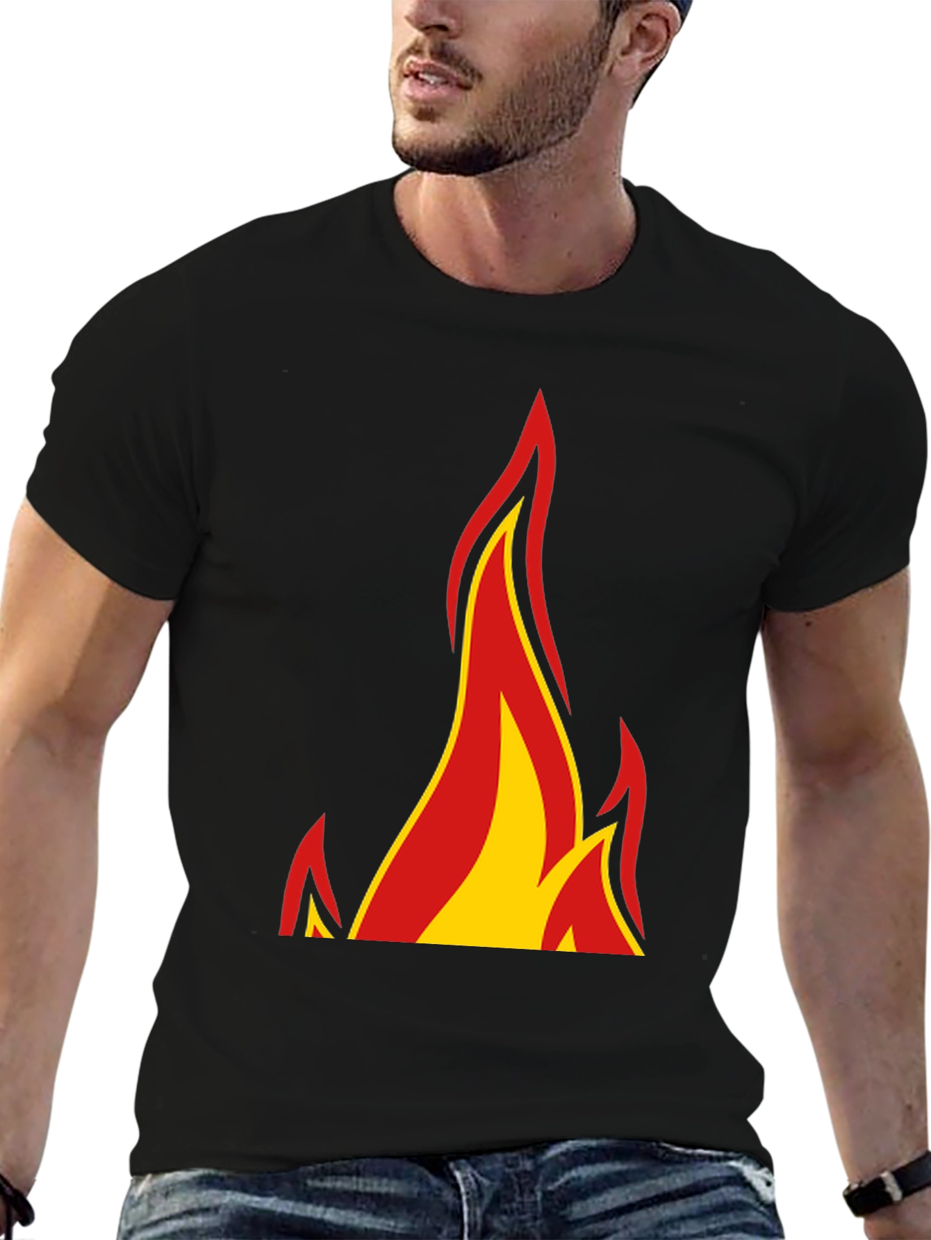 Flame Graphic Black Tee - Bold Style