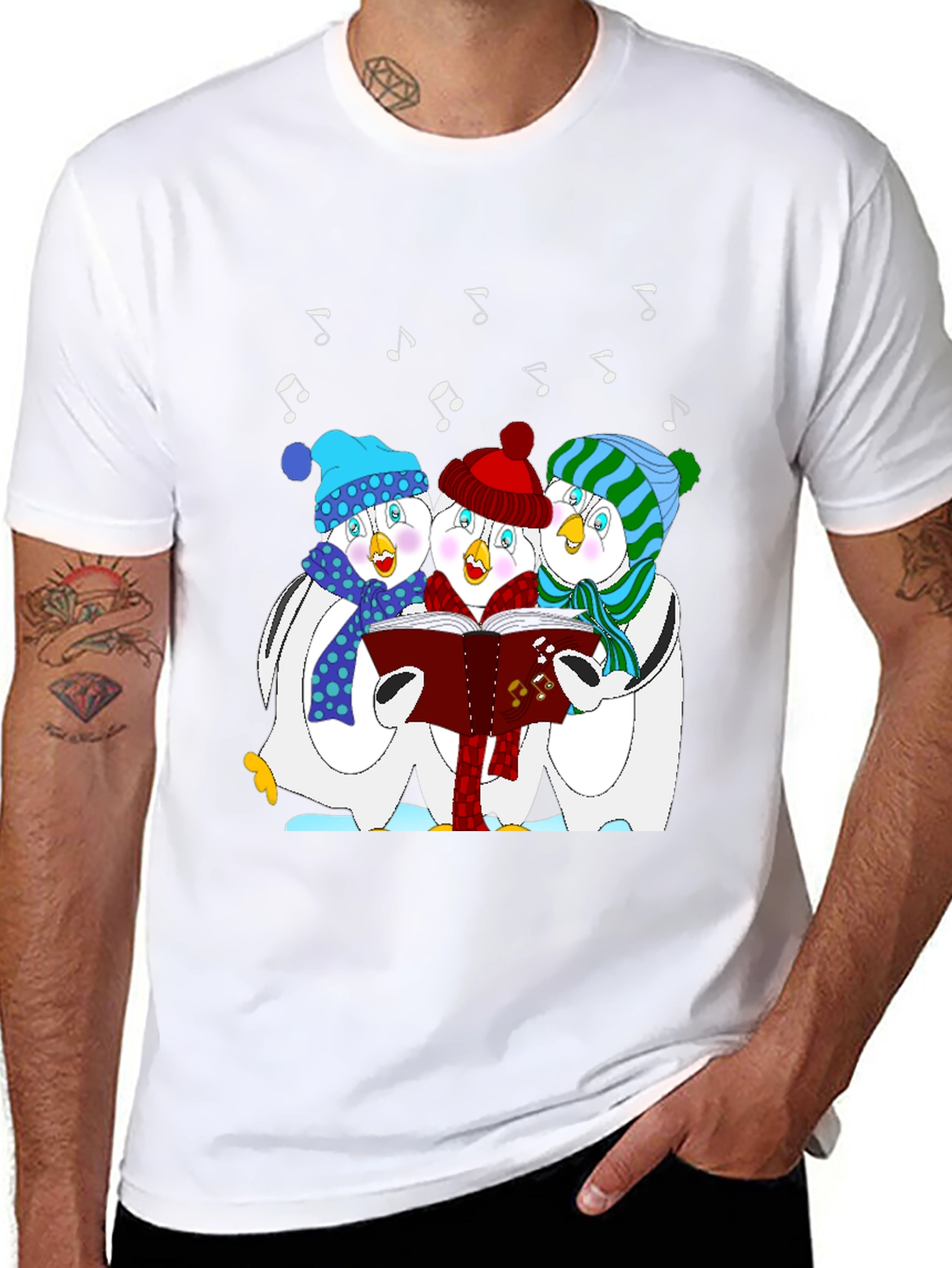 Penguin Carolers Graphic Tee - Holiday Fun!