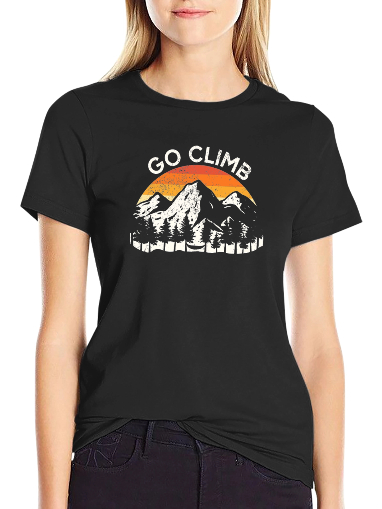 Go Climb Mountains Graphic Tee - Black Cotton T-Shirt