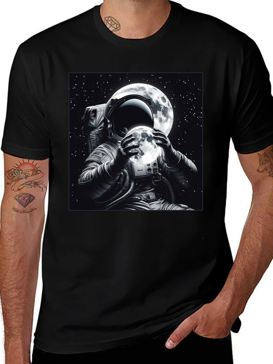 Astronaut Moon Graphic Black T-Shirt