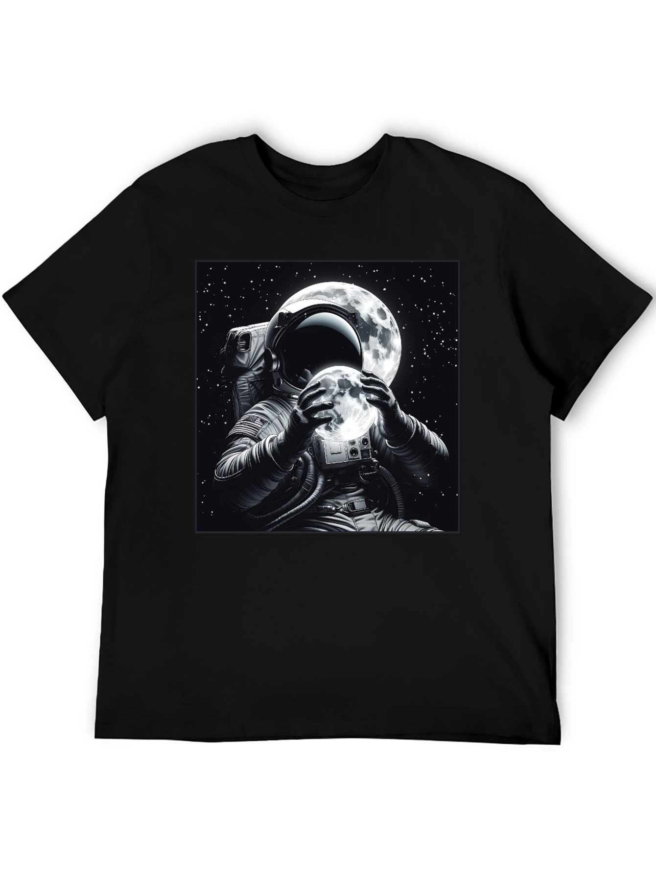 Astronaut Moon Graphic Black T-Shirt