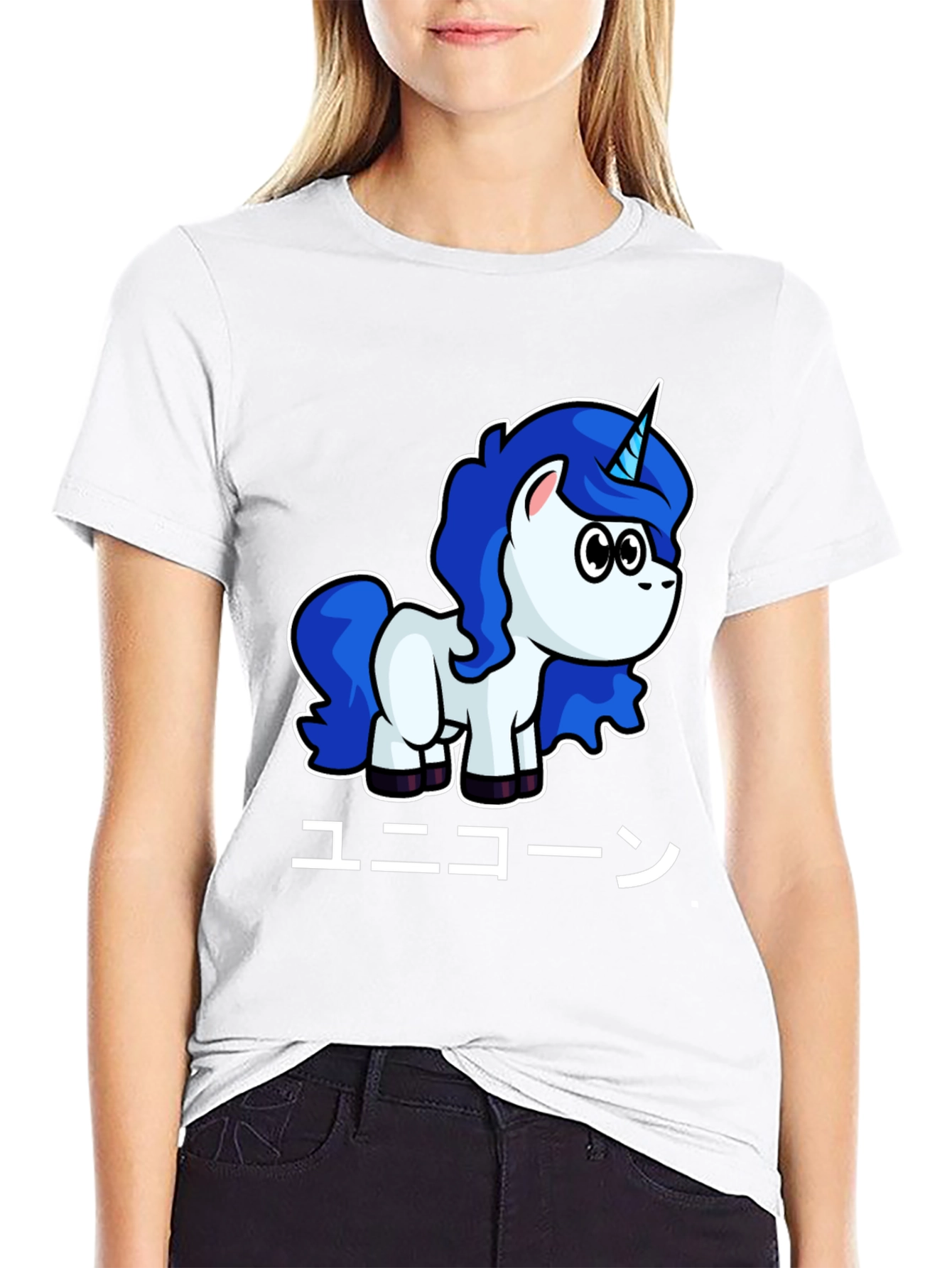 Unicorn Japanese Text Black T-Shirt