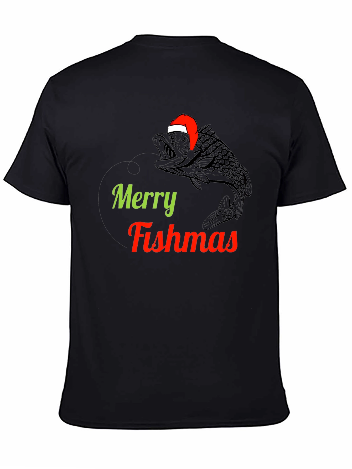 Merry Fishmas T-Shirt - Black Festive Tee