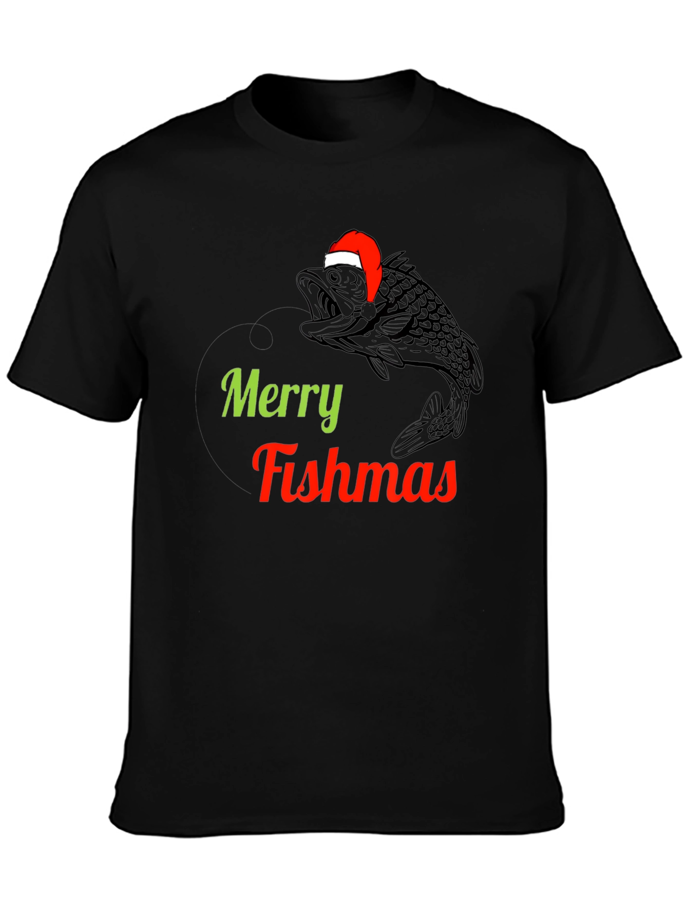 Merry Fishmas T-Shirt - Black Festive Tee