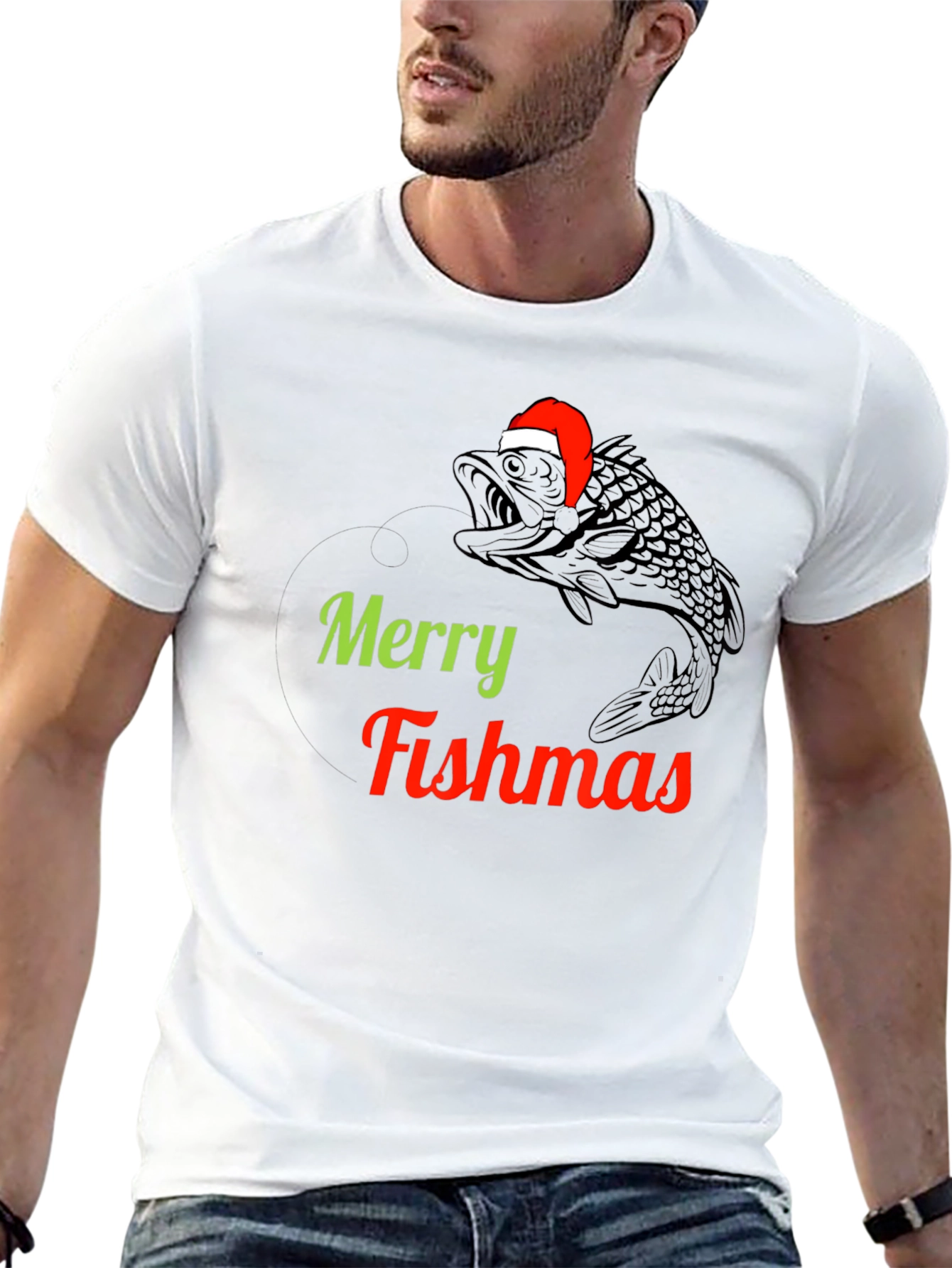 Merry Fishmas T-Shirt - Black Festive Tee
