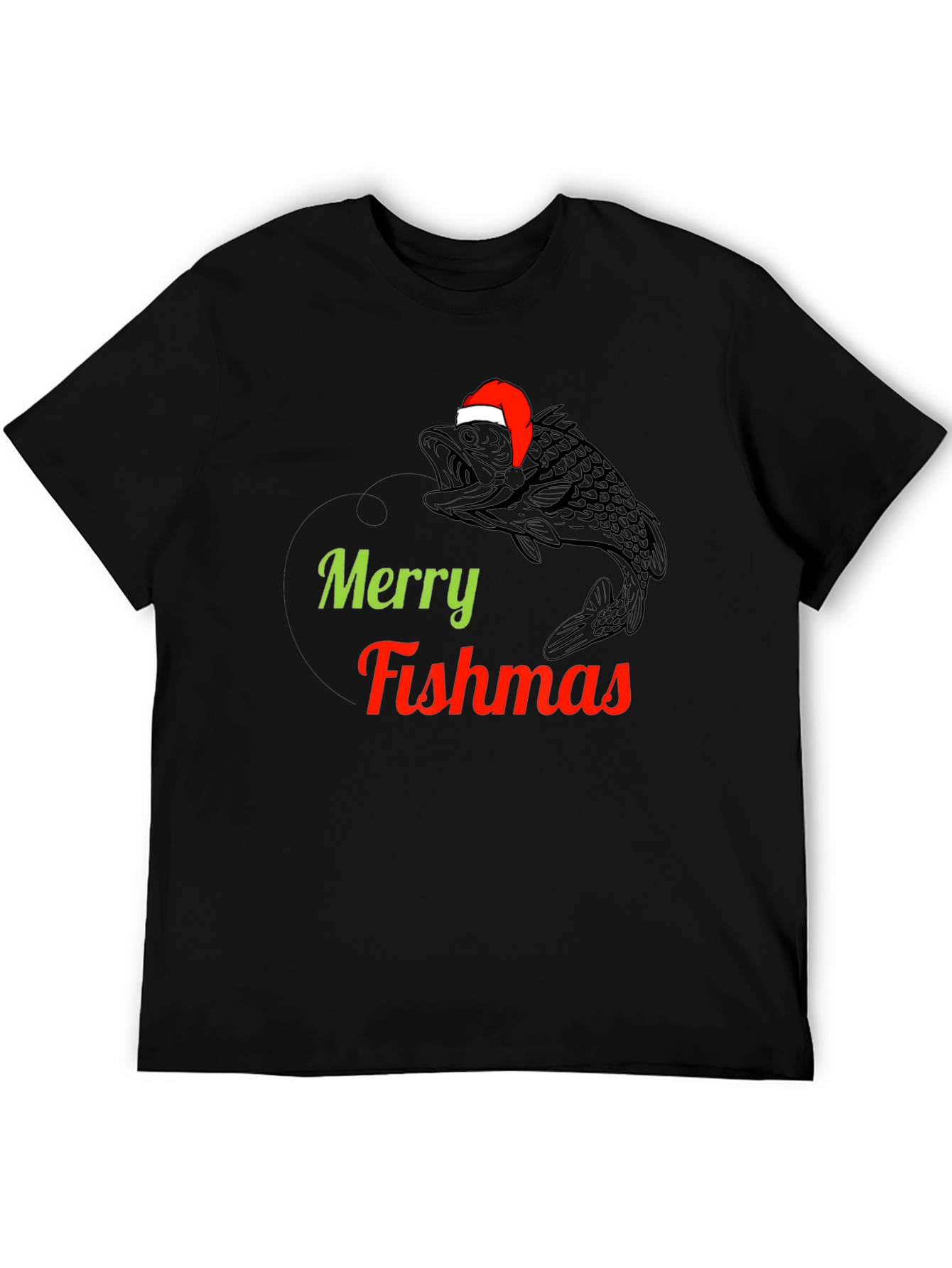 Merry Fishmas T-Shirt - Black Festive Tee