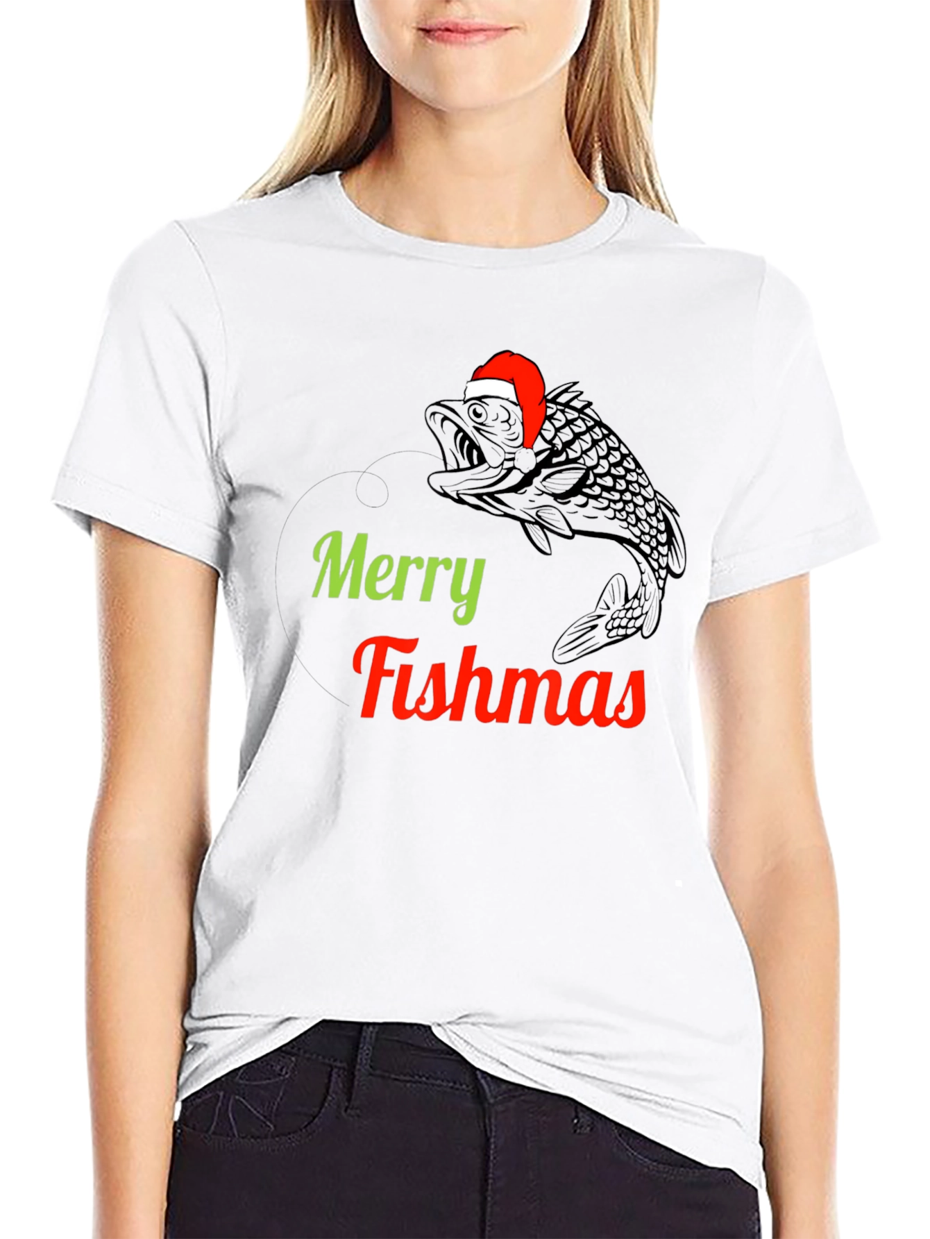 Merry Fishmas T-Shirt - Black Festive Tee