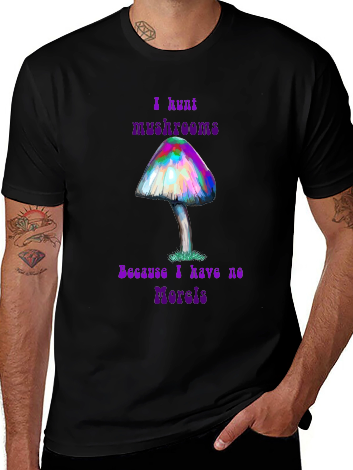 I Hunt Mushrooms Funny Graphic T-Shirt