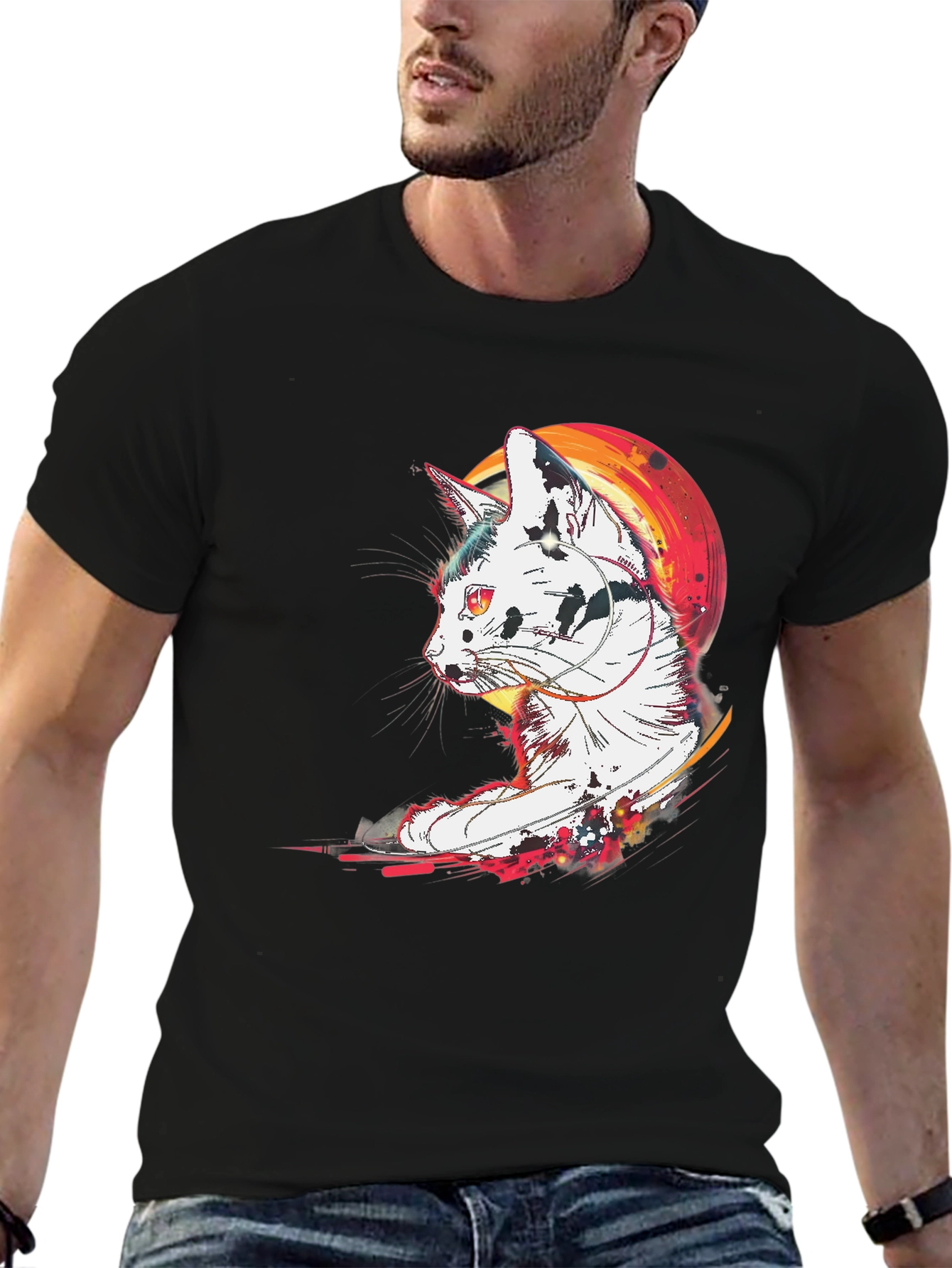 Cat Silhouette T-Shirt - Unique Graphic Tee