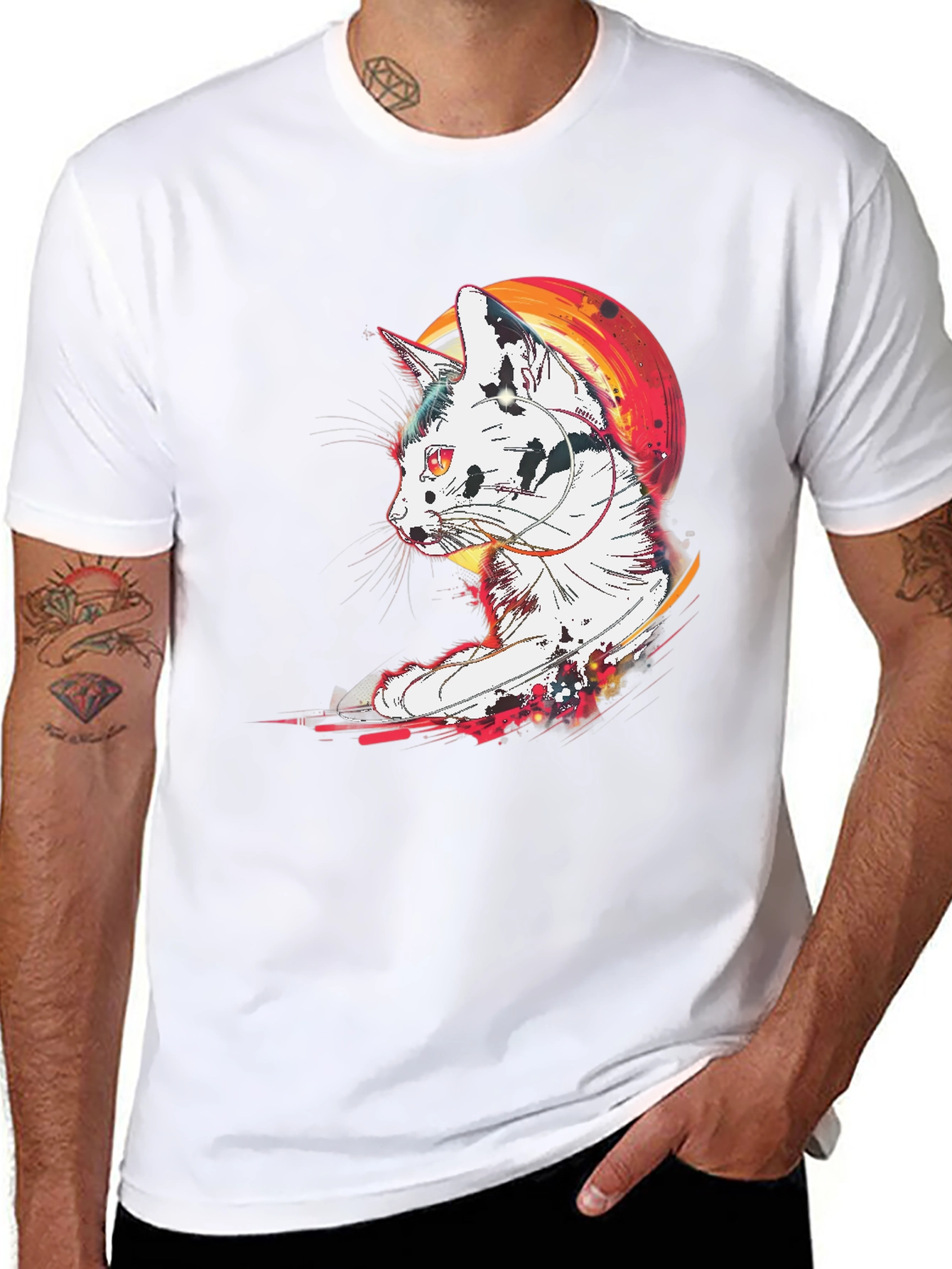Cat Silhouette T-Shirt - Unique Graphic Tee
