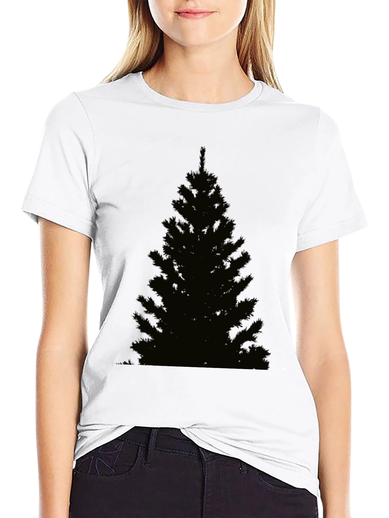 Mens Black Christmas Tree Graphic T-Shirt