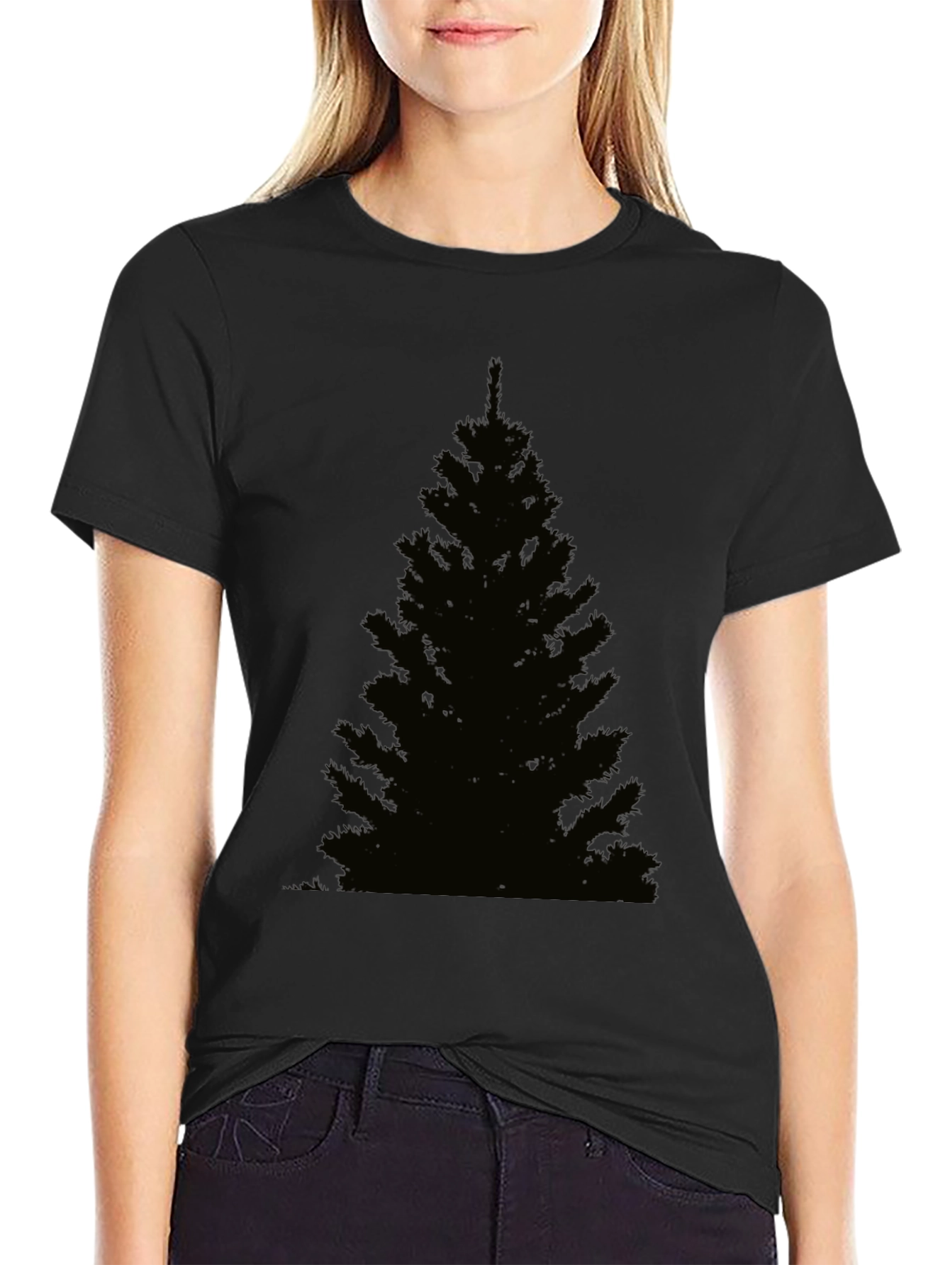 Mens Black Christmas Tree Graphic T-Shirt