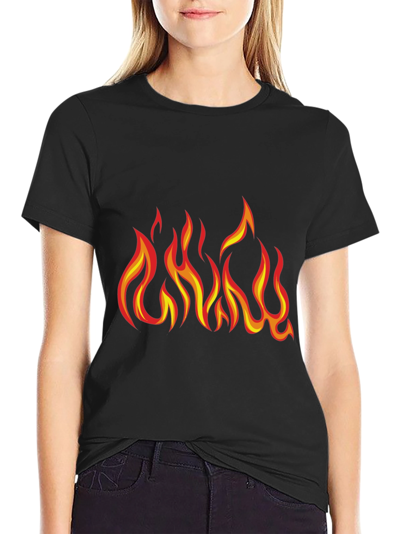 Fiery Flame Graphic T-Shirt - Bold Black Tee