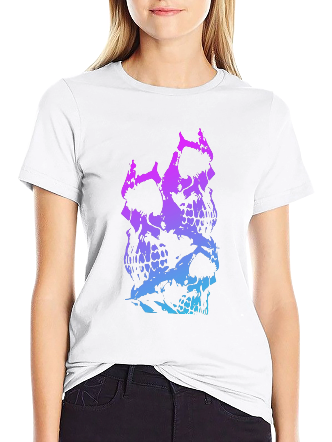 Skull Stack Graphic Tee - Black