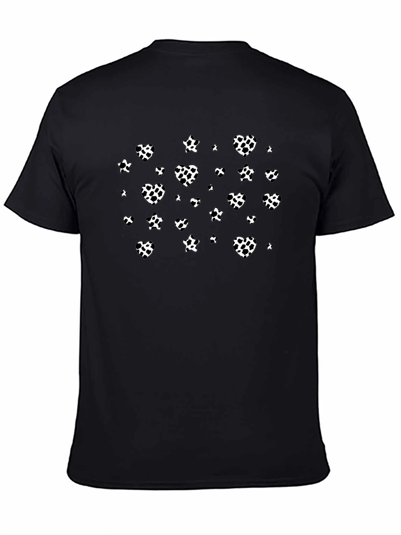 Black Dalmatian Print Tee - Heart Spot Pattern