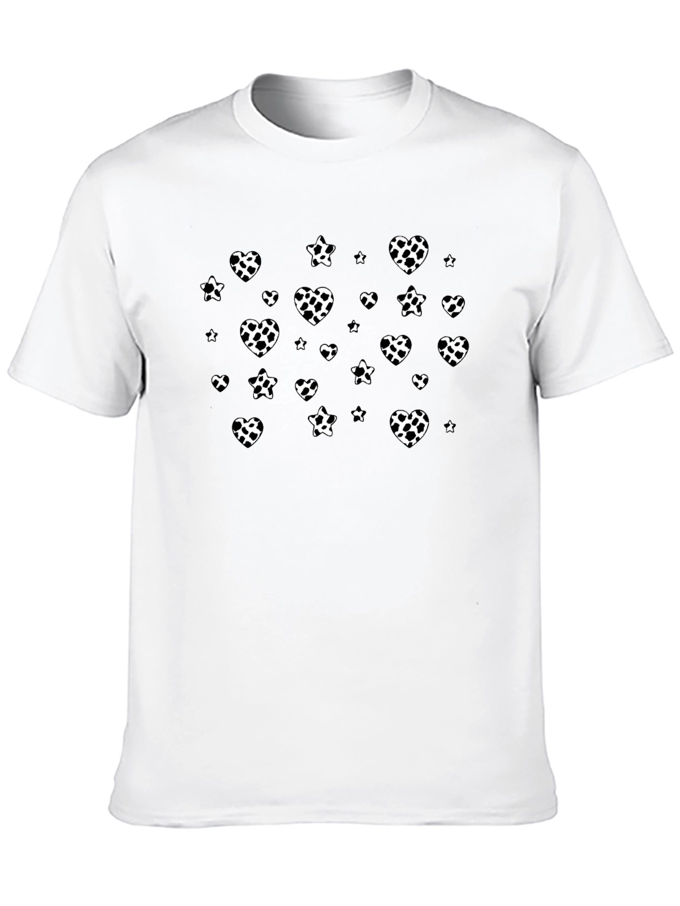 Black Dalmatian Print Tee - Heart Spot Pattern