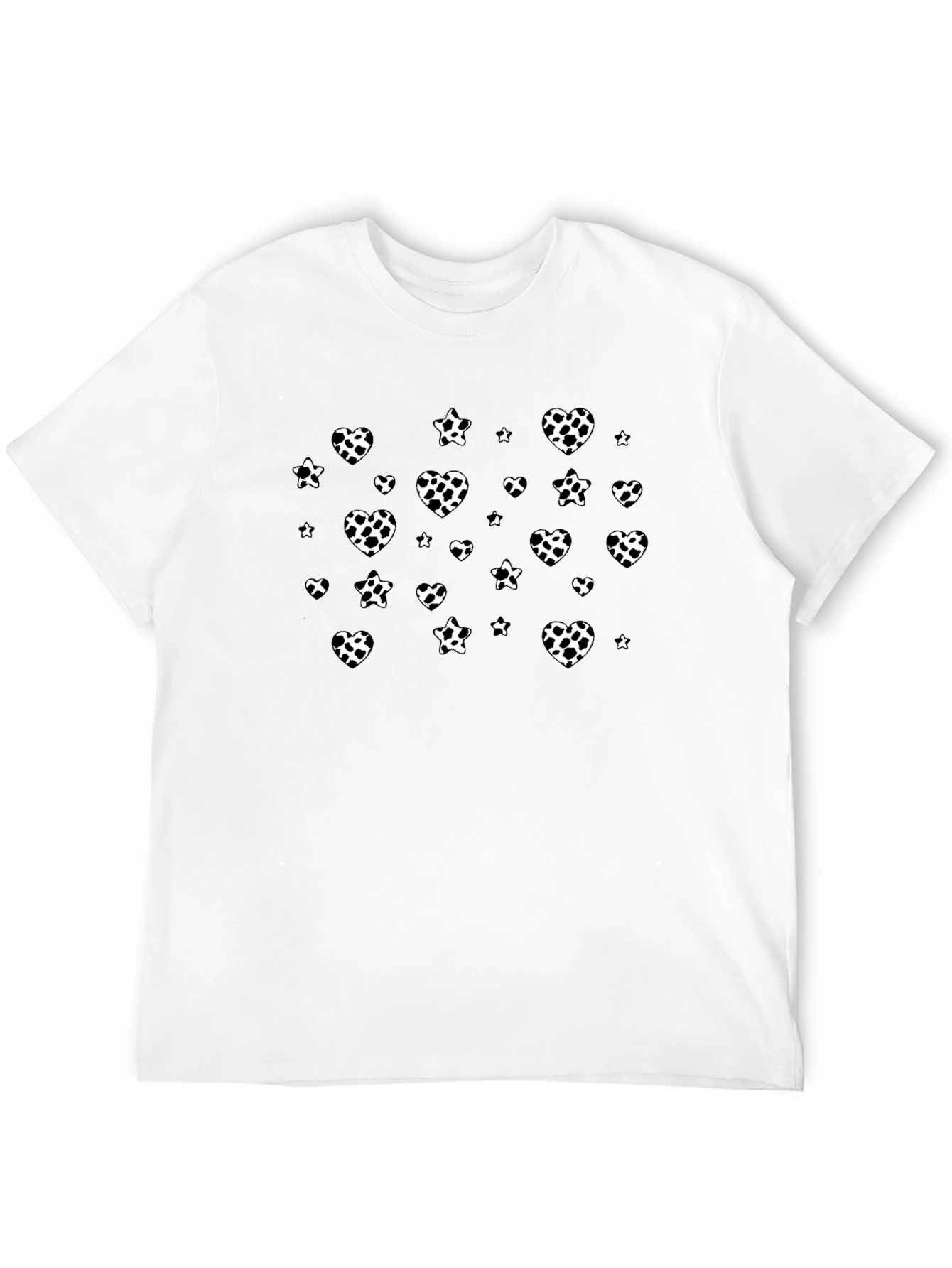 Black Dalmatian Print Tee - Heart Spot Pattern