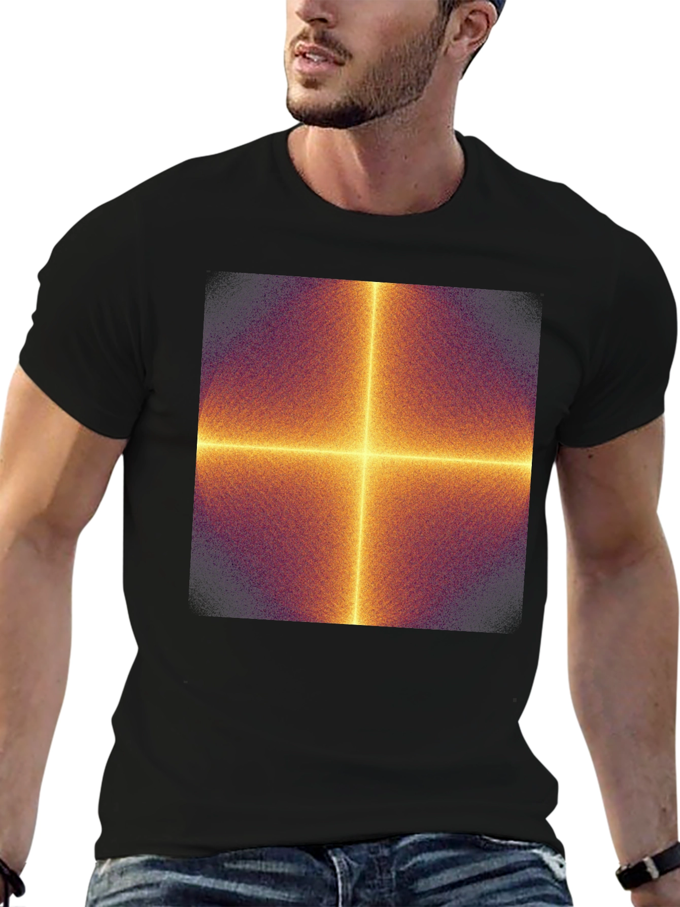 Geometric Cross Graphic Tee - Modern Art Shirt