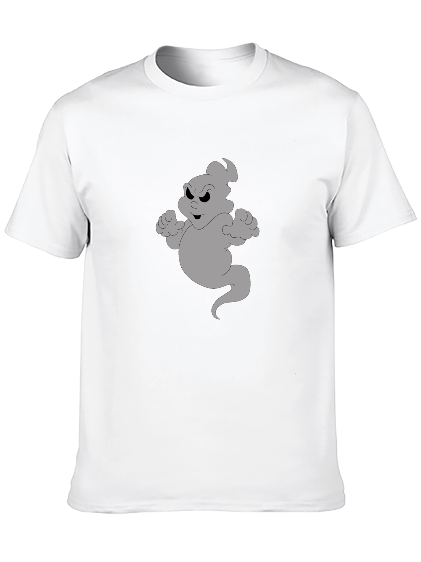 Cartoon Ghost Graphic Tee - Black Cotton Shirt